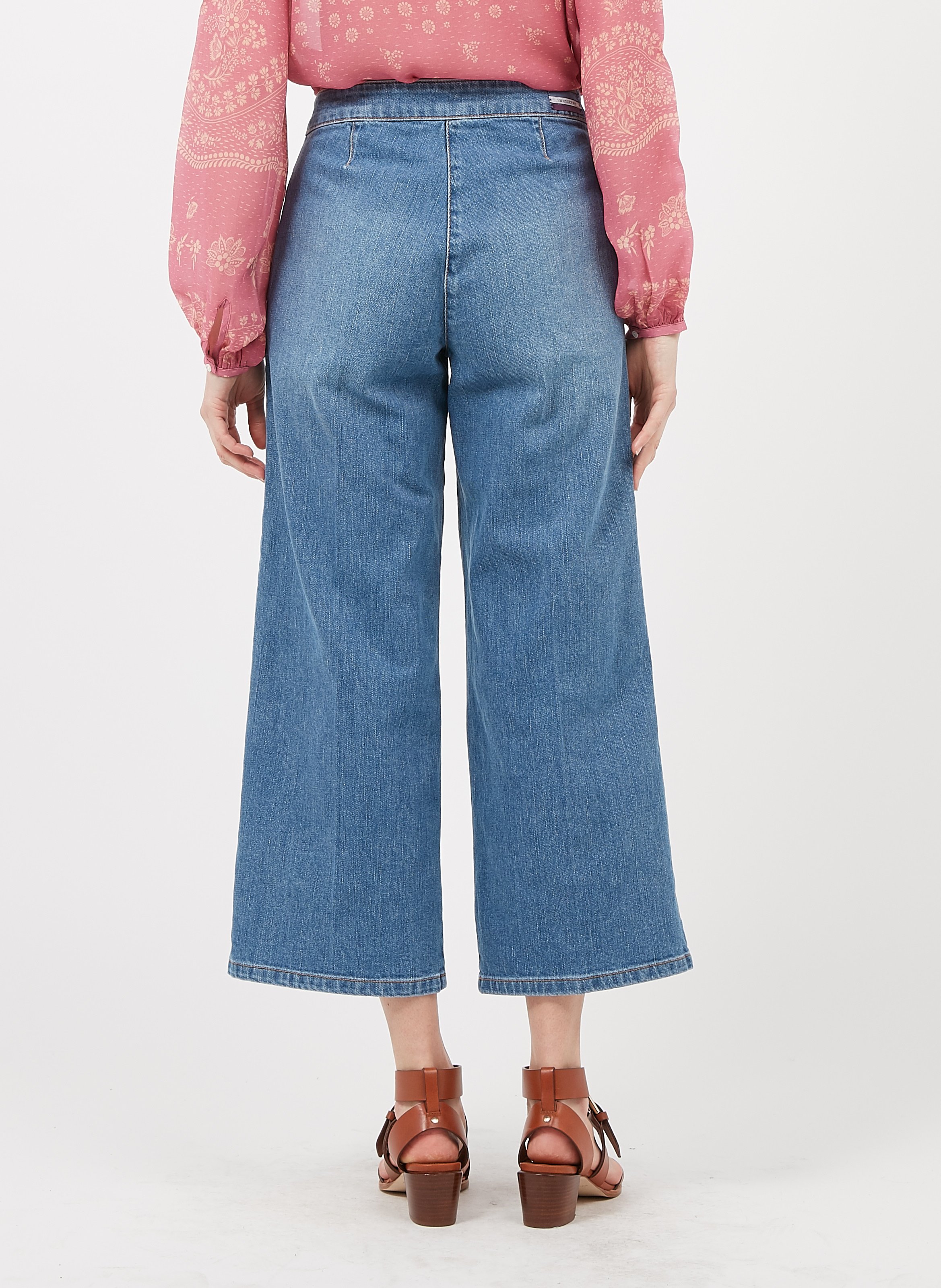Cropped Wide-leg Jeans Indigo Clair 