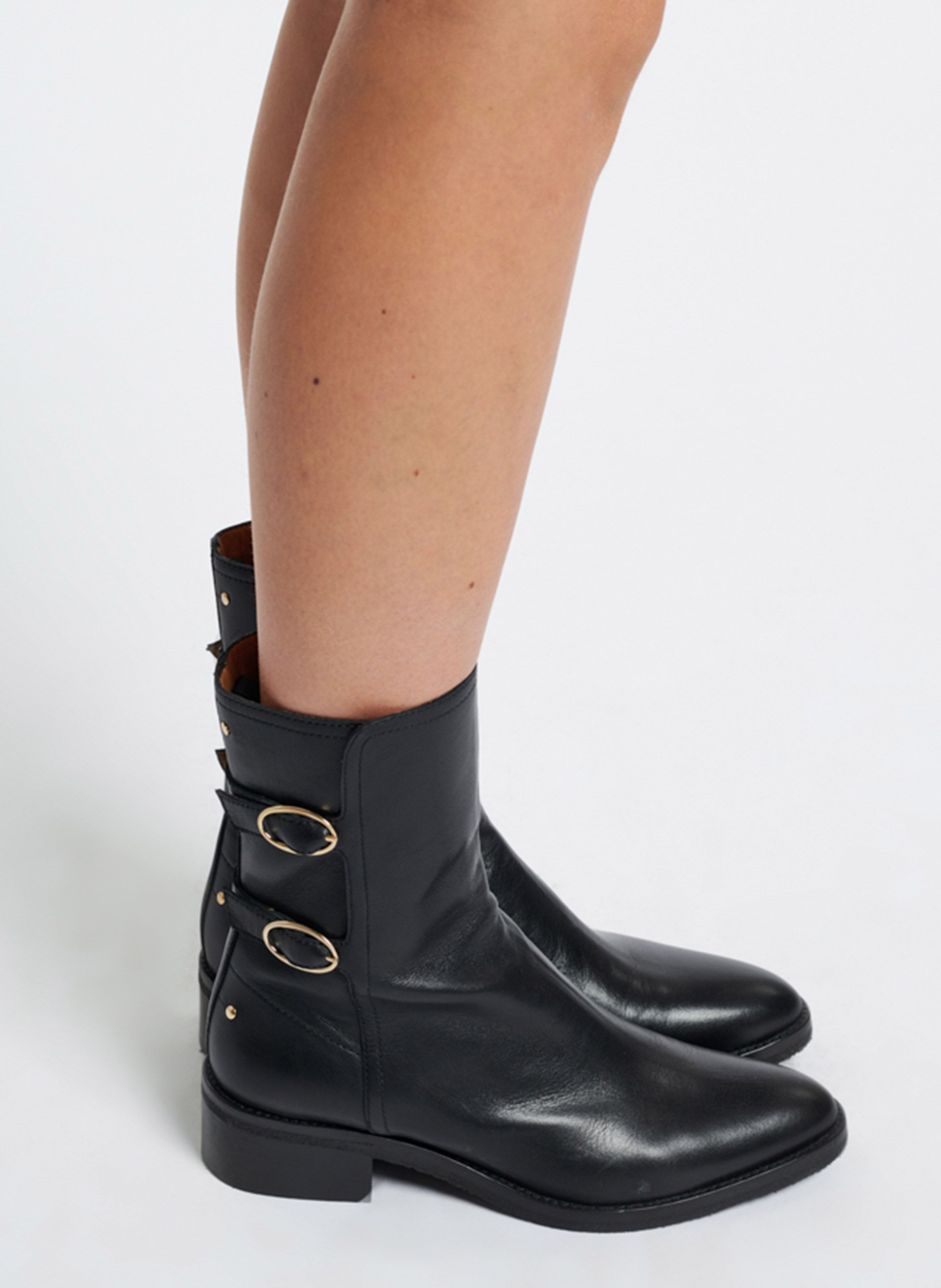 VANESSA BRUNO Black Leather mid calf boots