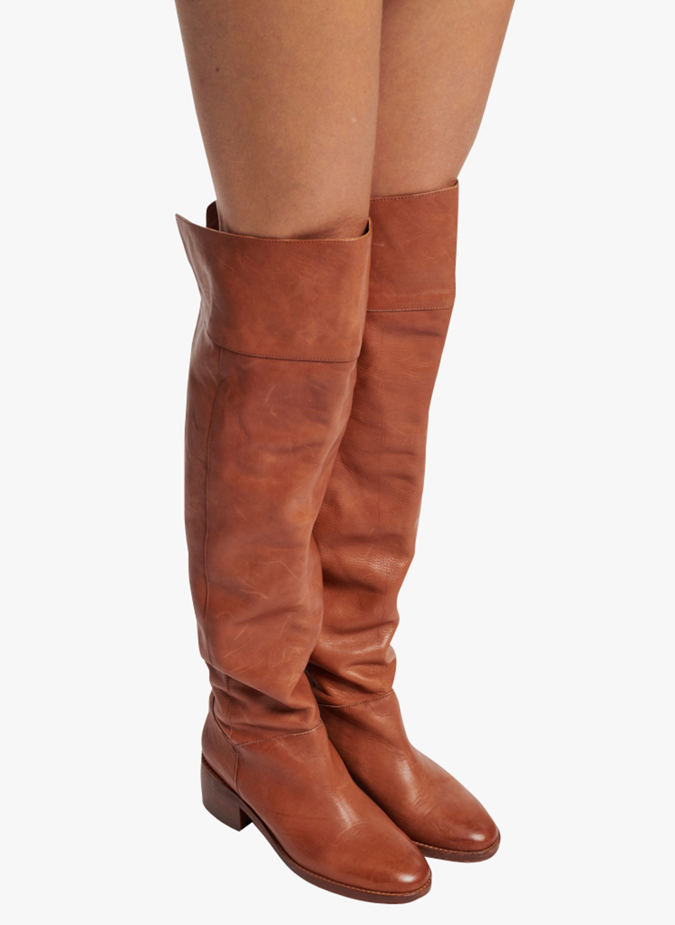 chestnut thigh high boots