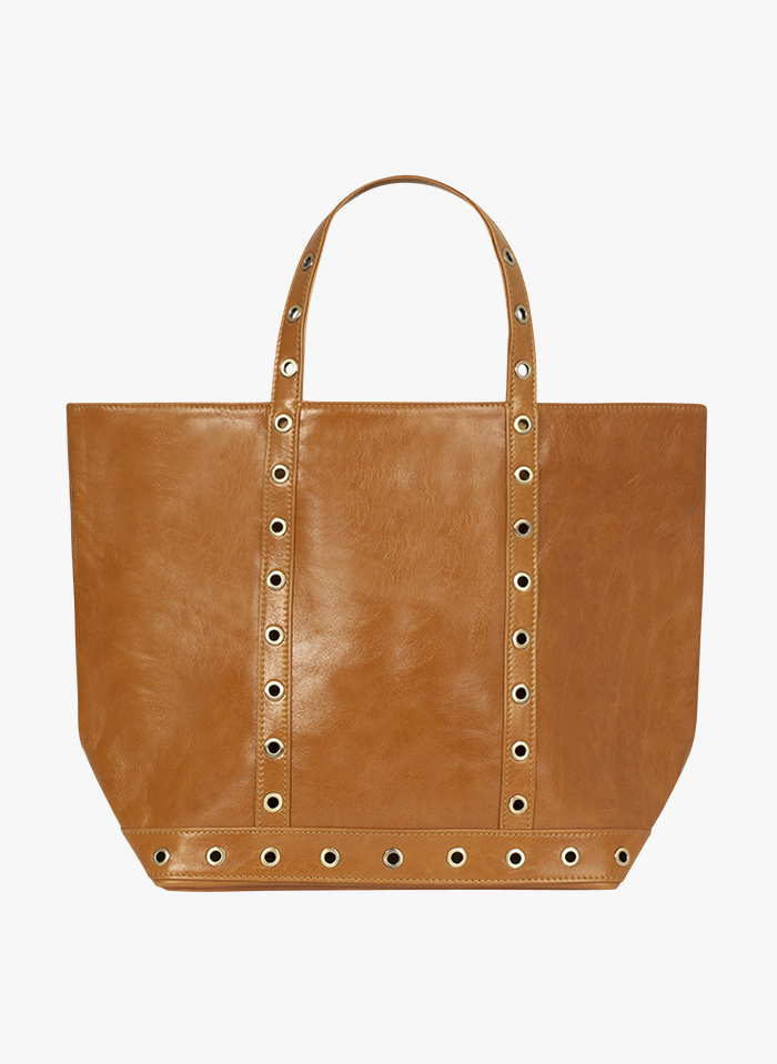 VANESSA BRUNO Beige Leather tote bag with eyelets