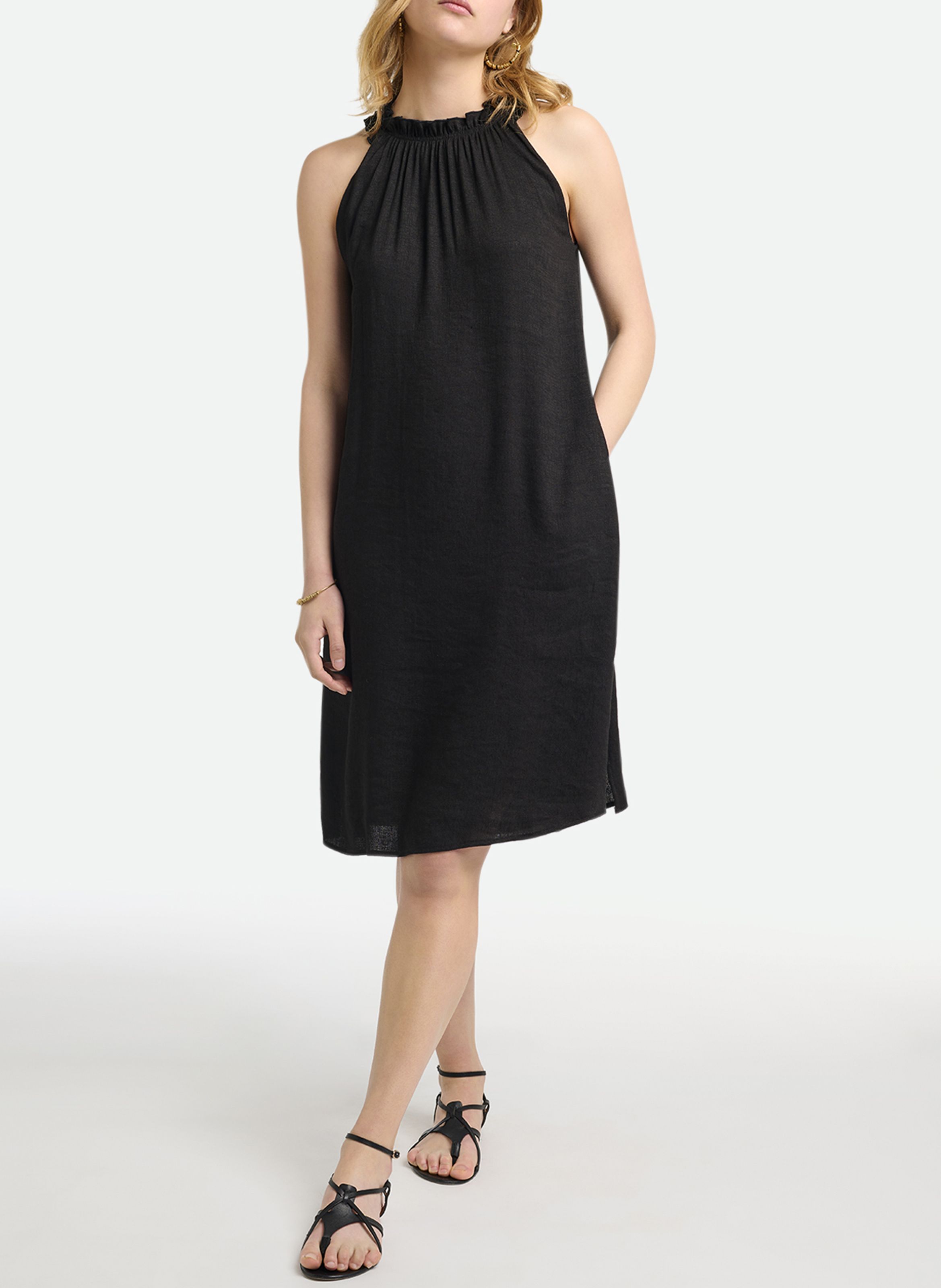 black linen aline dress