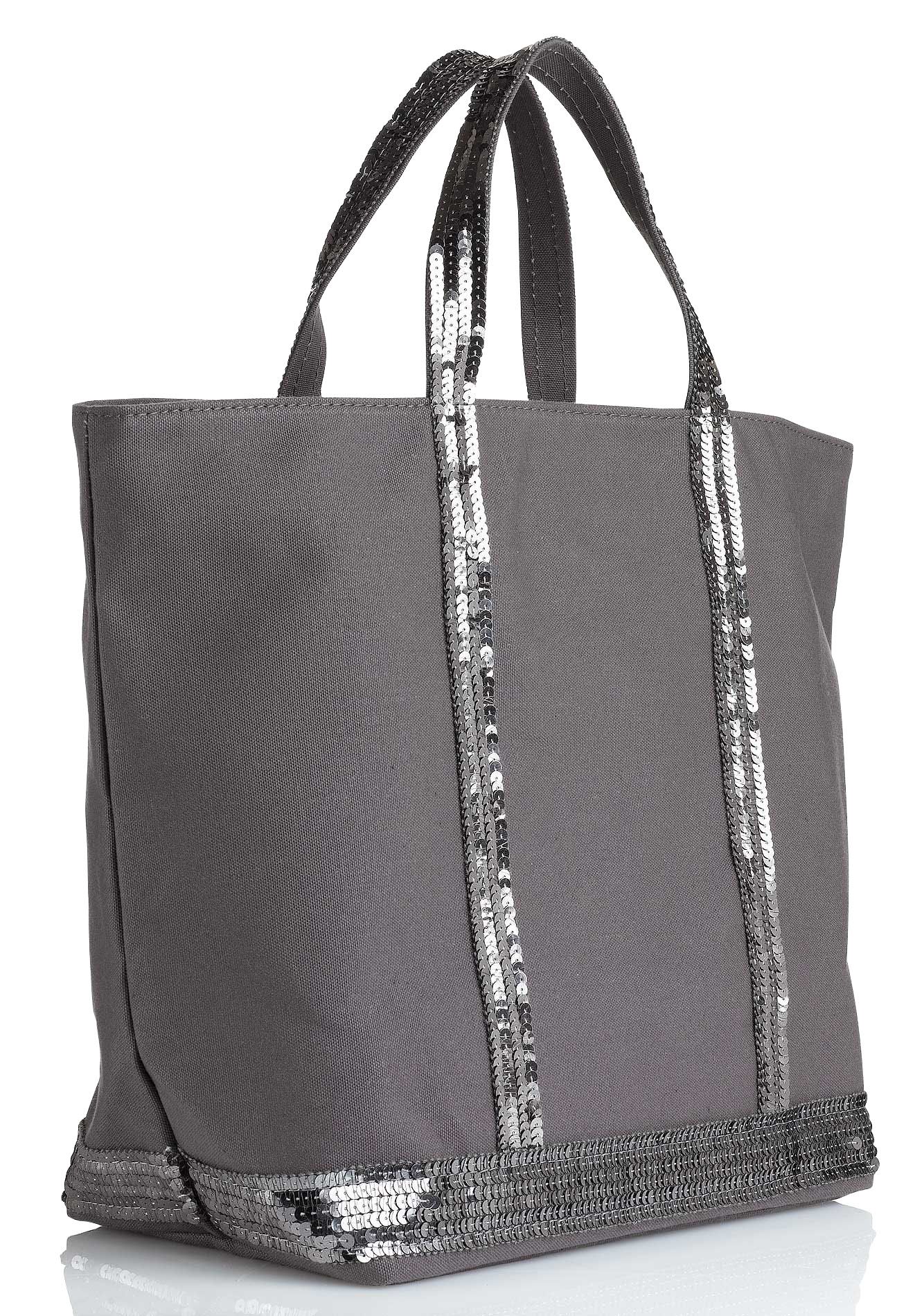 Grey Medium canvas and sequin tote bag