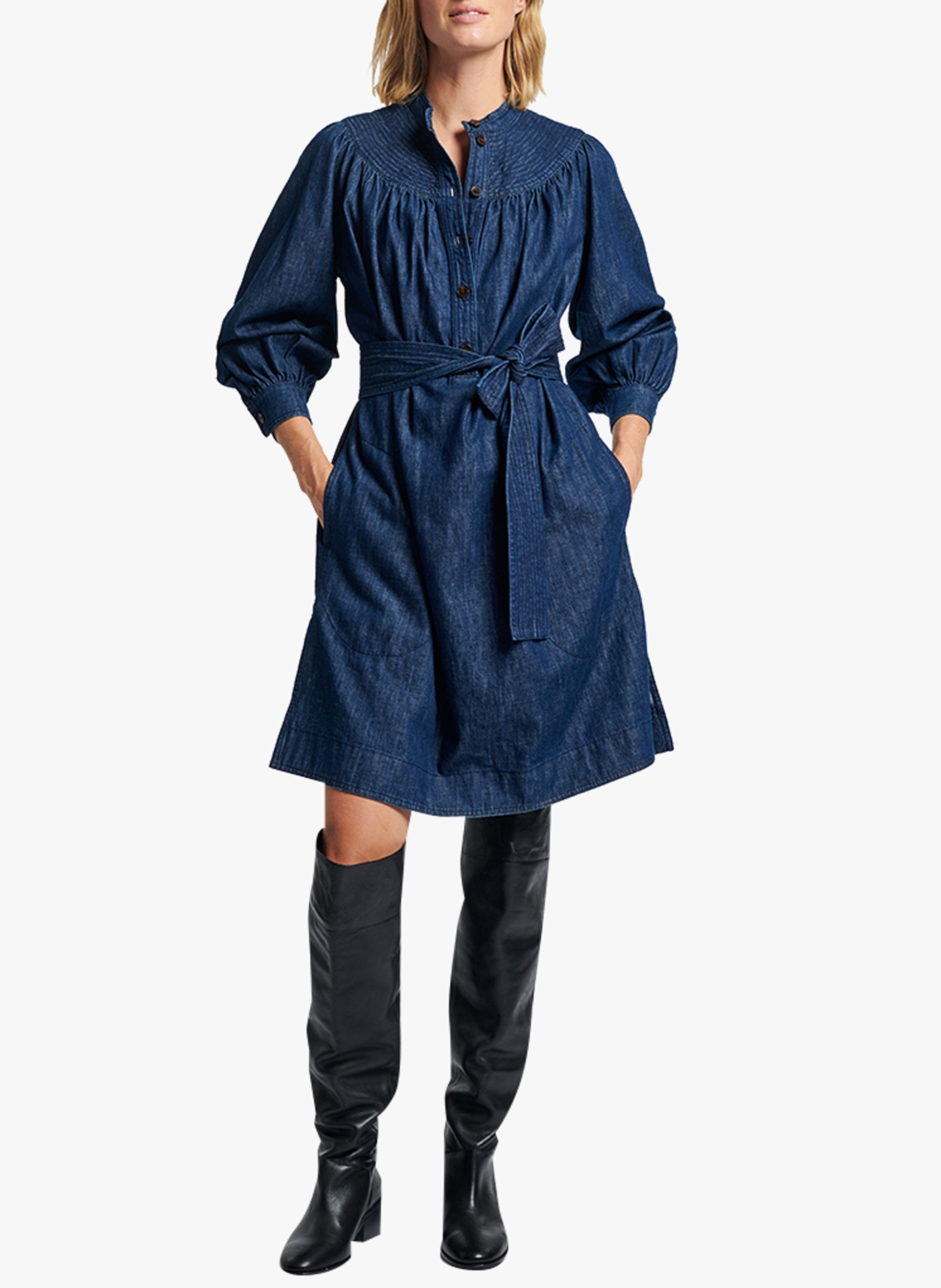 round neck denim dress