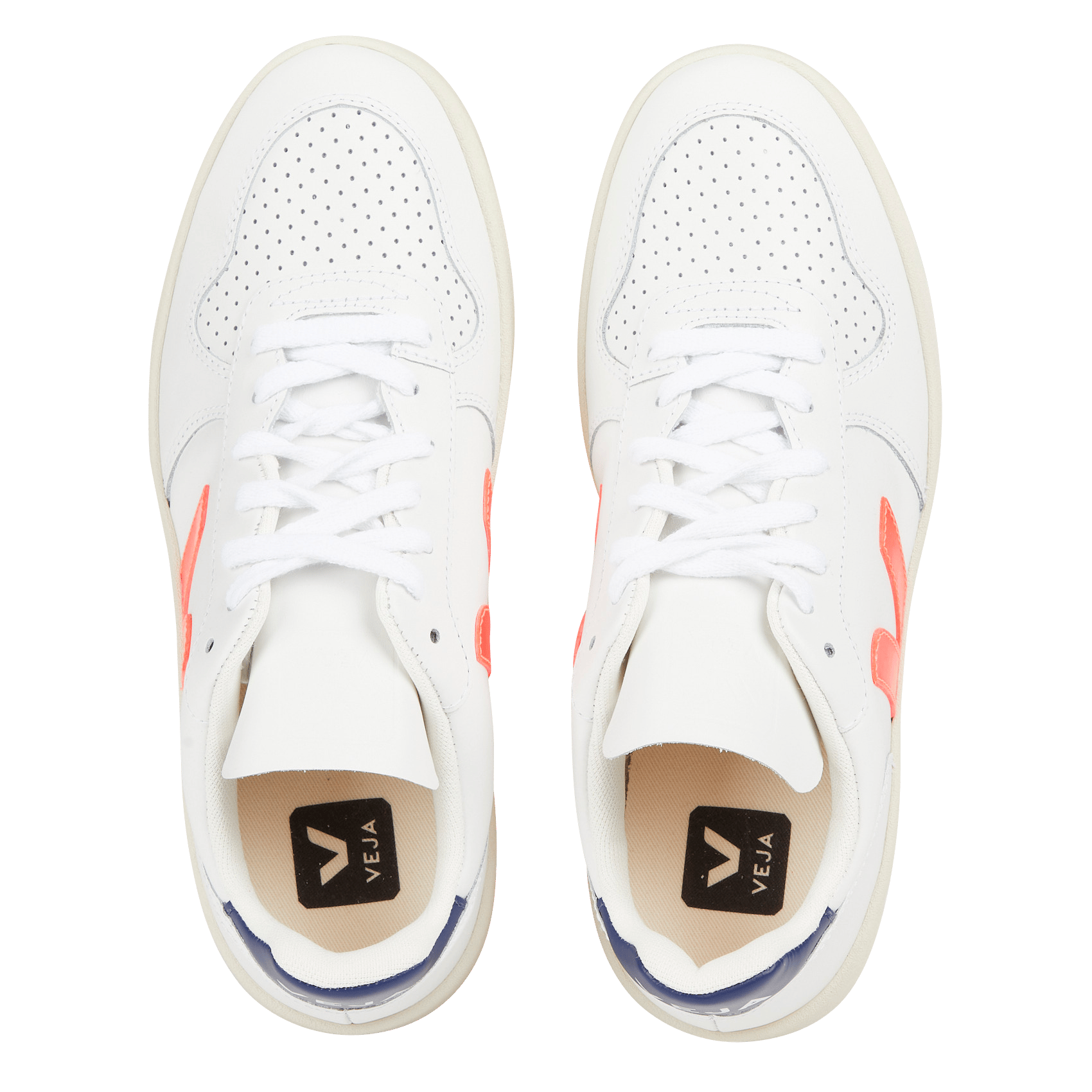 Veja V10 Leather Sneakers Extra White Orange Fluo Cobalt Veja Women