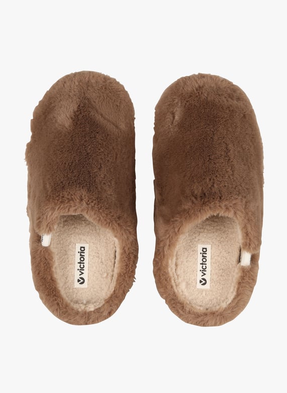 VICTORIA NORTE PELO Brown Faux fur slippers