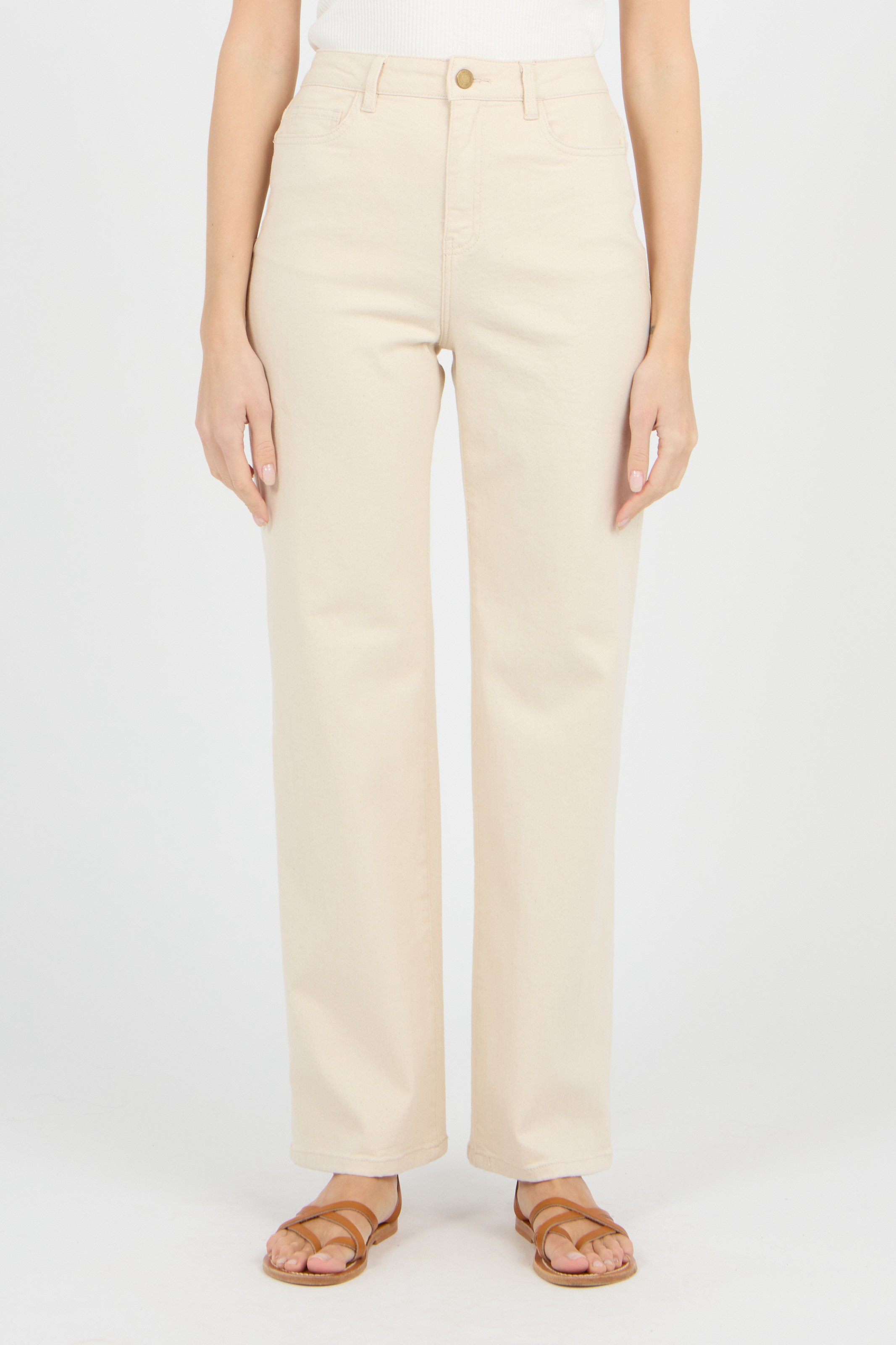 High-rise Stretch Cotton Jeans Natural Melange Vila - Women | Place des  Tendances