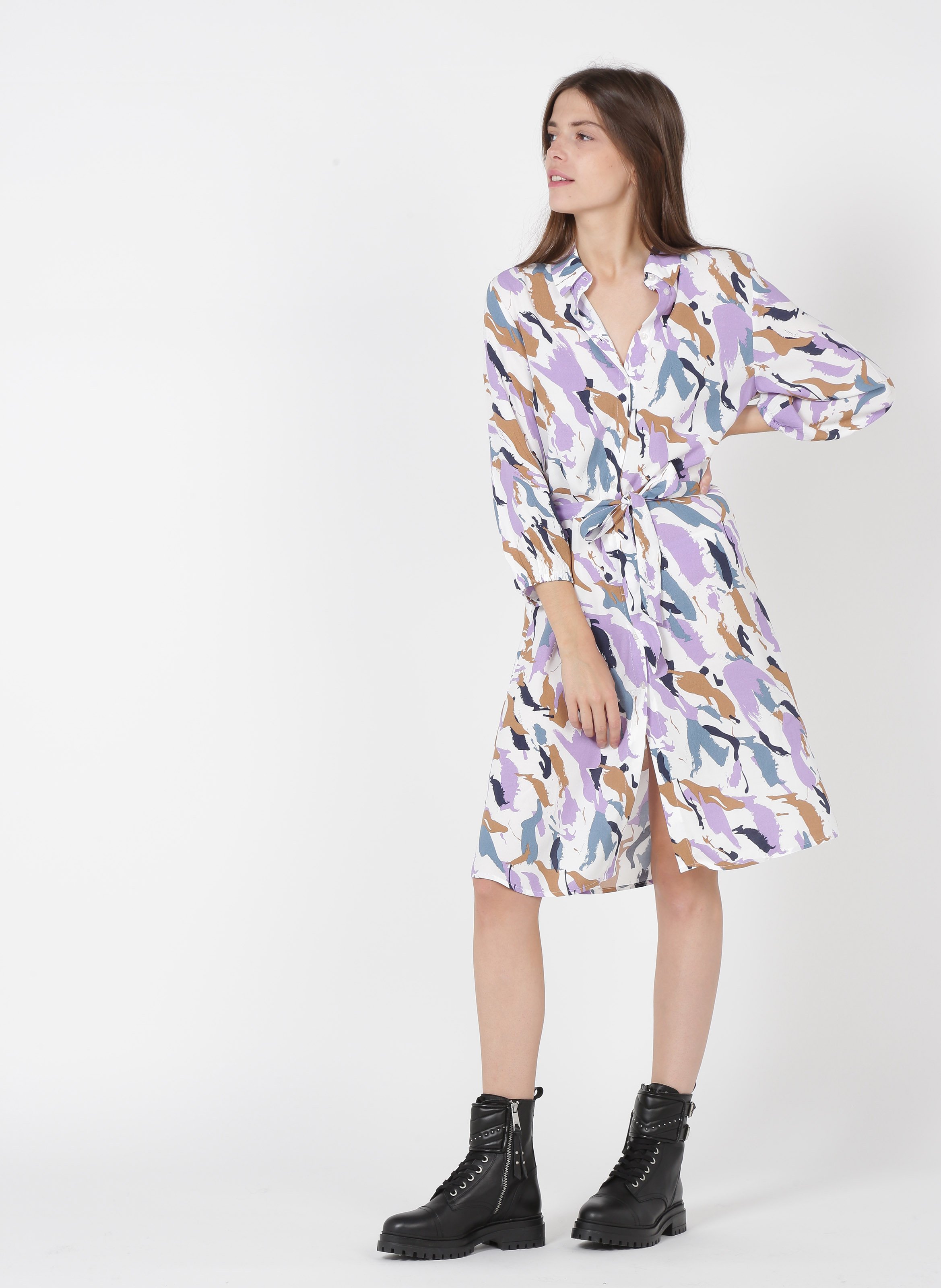 monki buttoned wrap dress