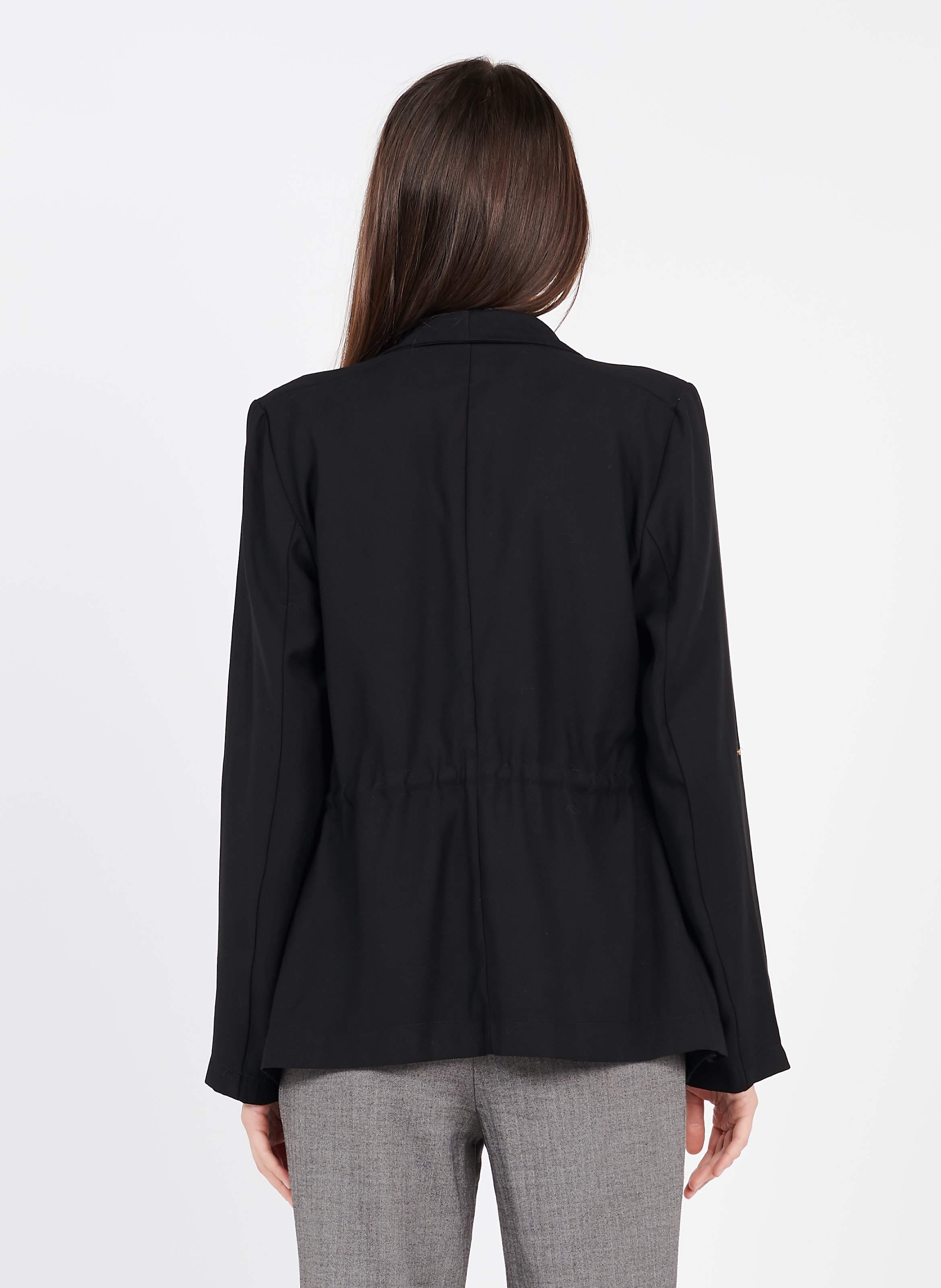 long ruffle back blazer