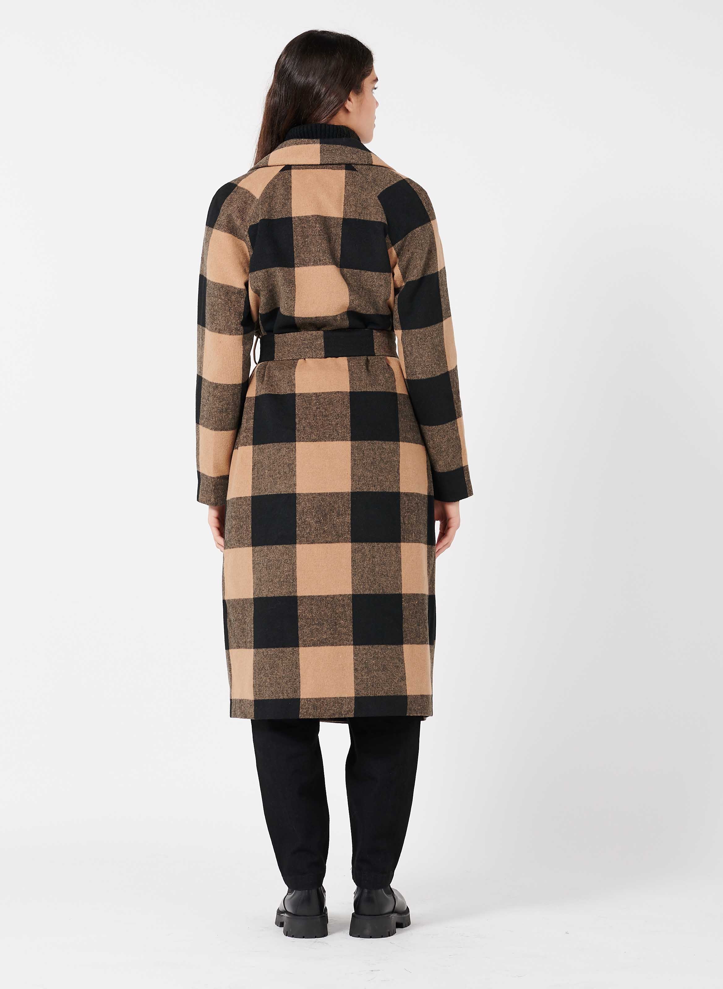 berber longline plaid coat