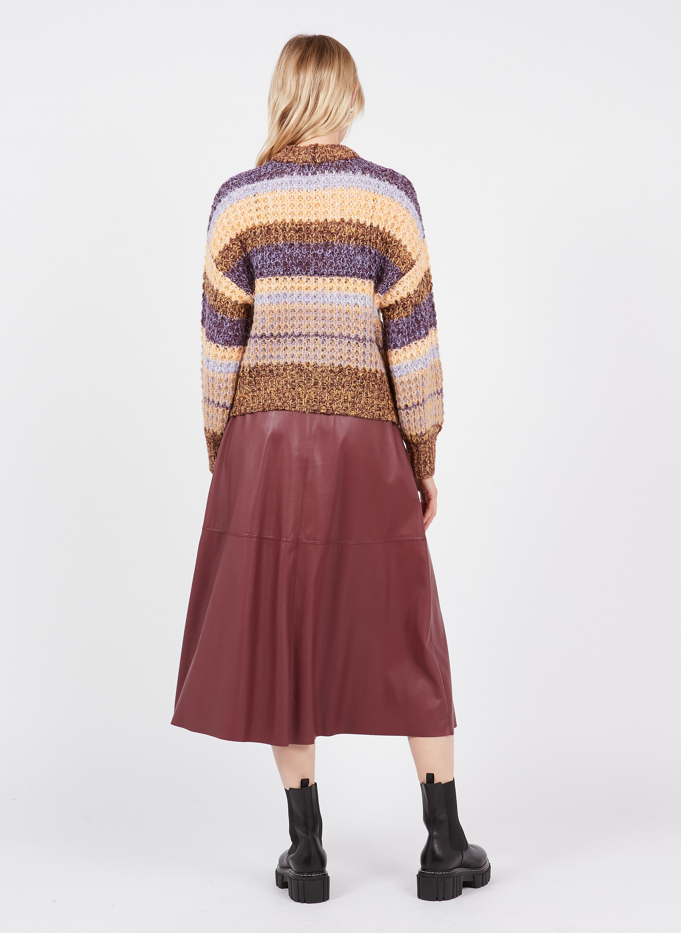 faux leather midi skirt red