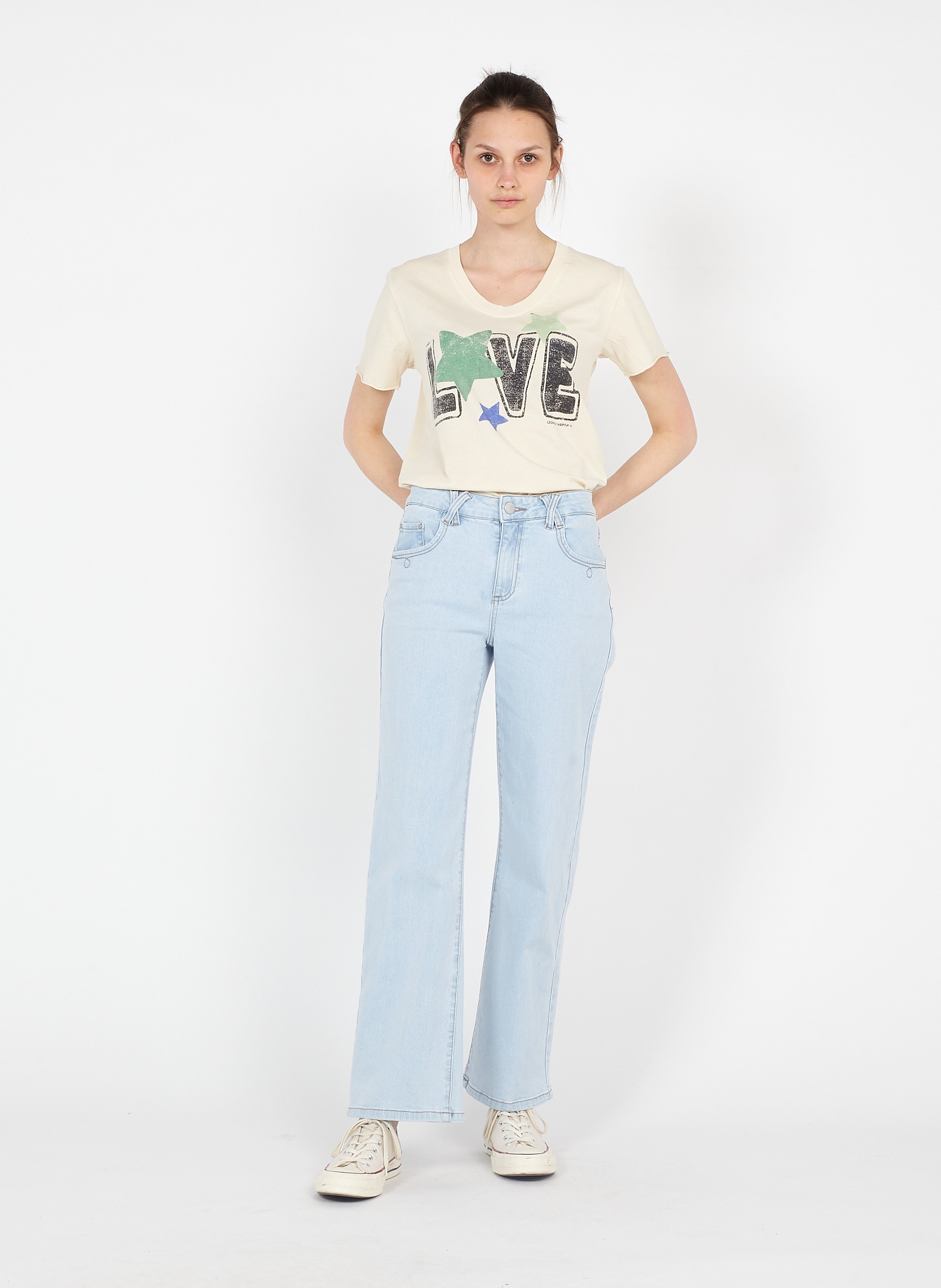 Wide-leg Stretch Cotton Jeans Light Blue Denim Vila - Women | Place des  Tendances