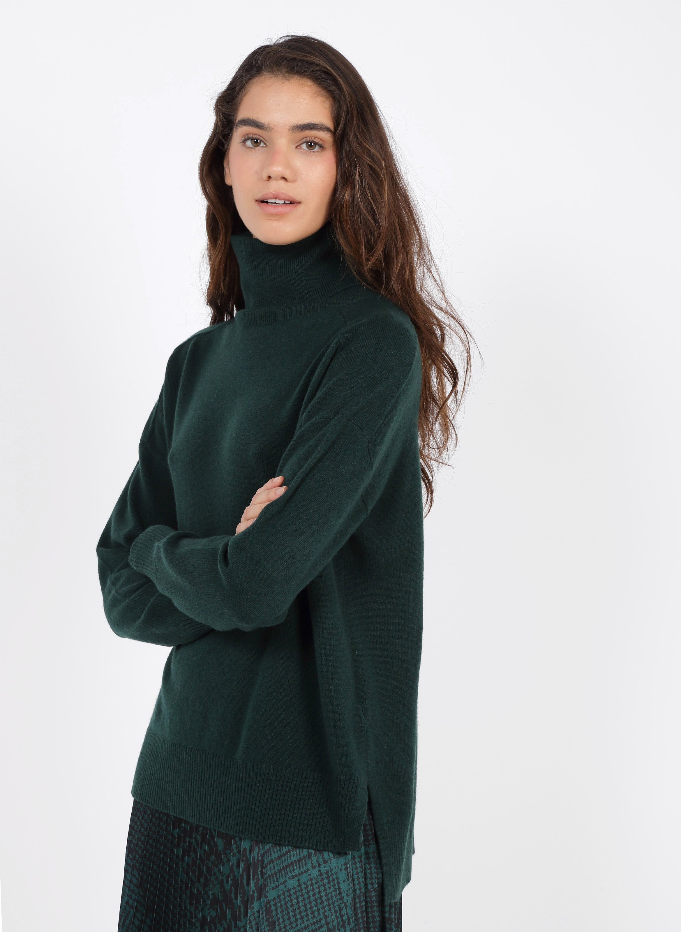 Cashmere Turtleneck Sweater Dark Green 