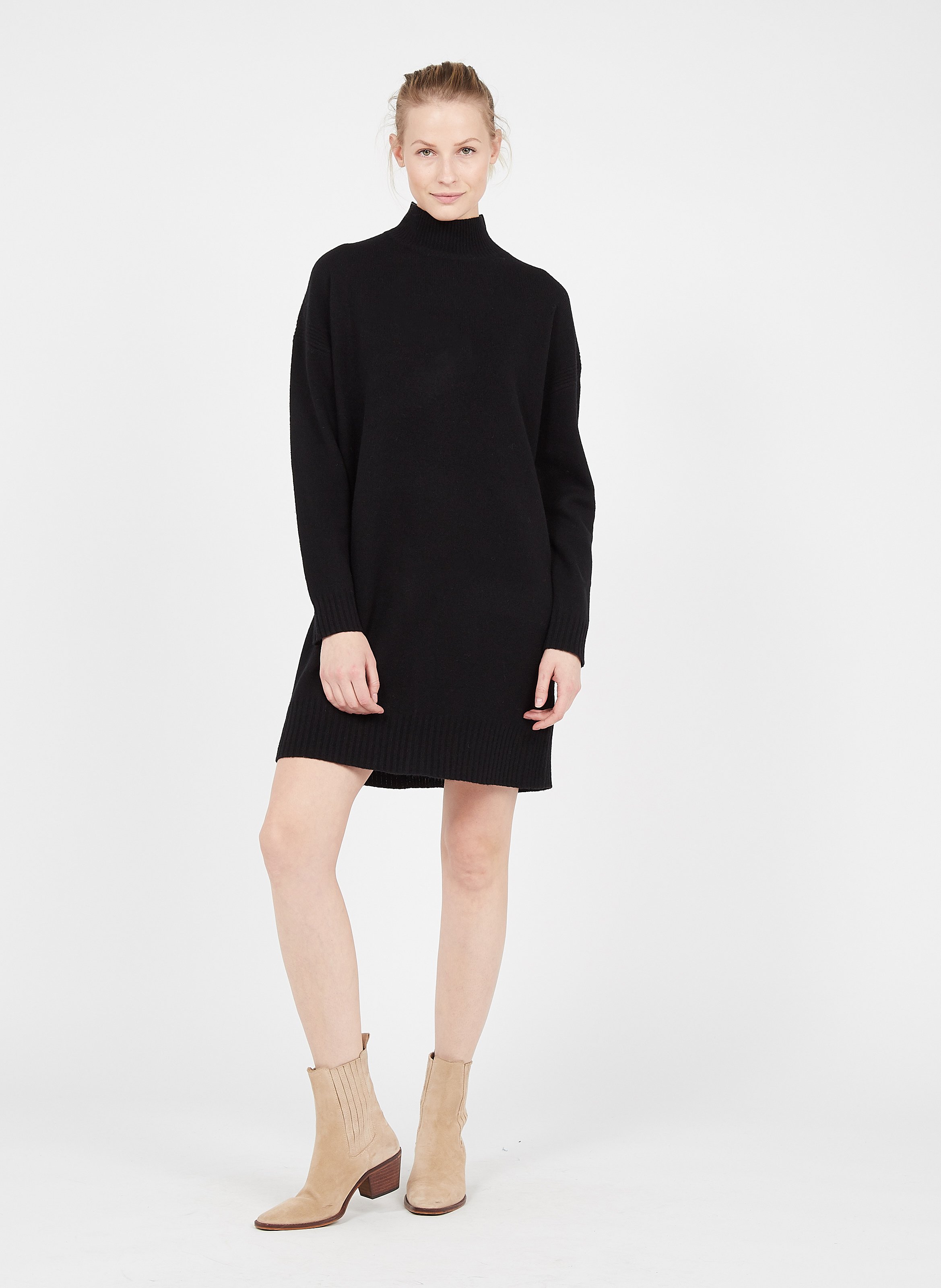 black high neck sweater dress