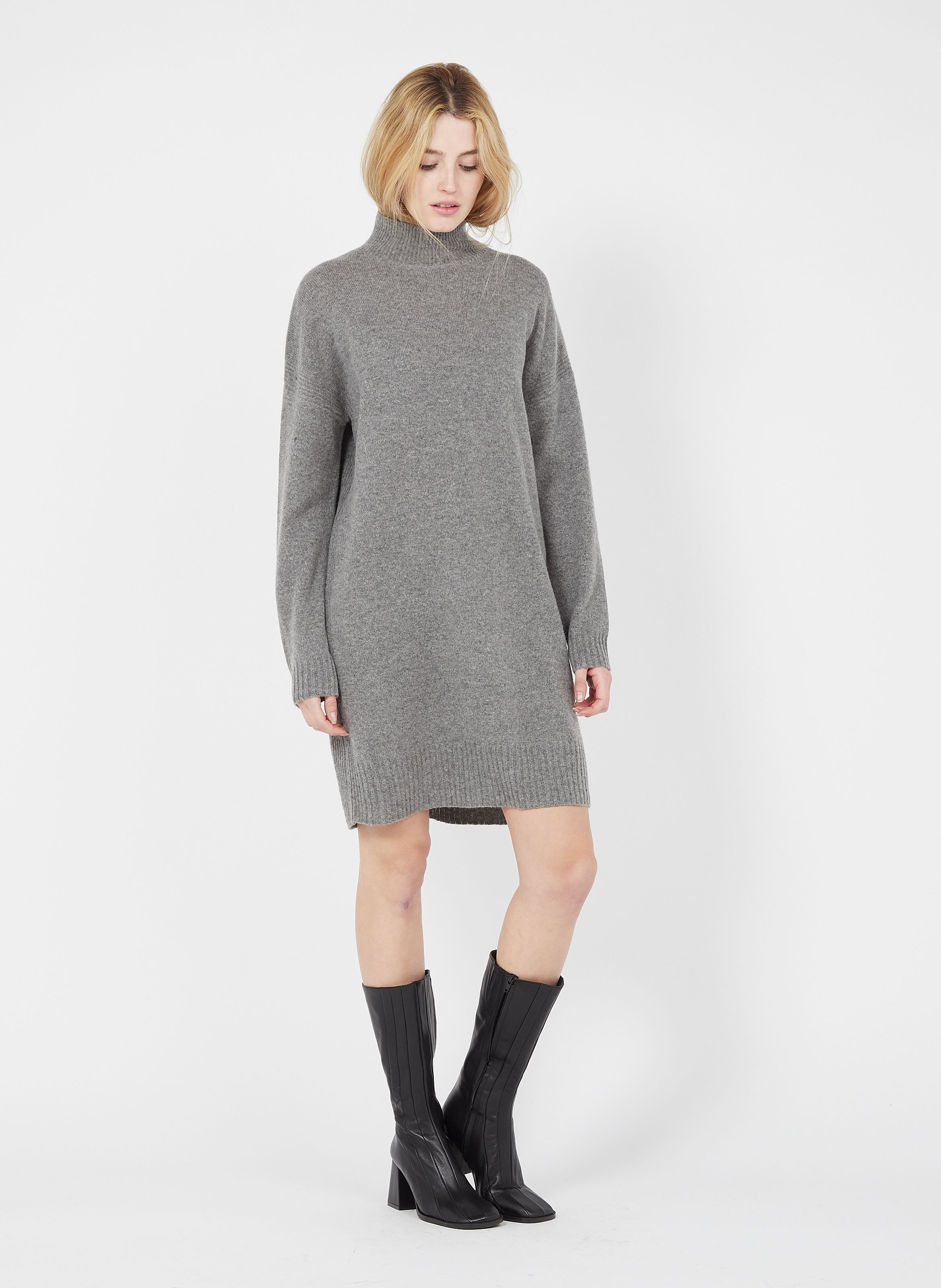 whistles funnel neck wool knit dress