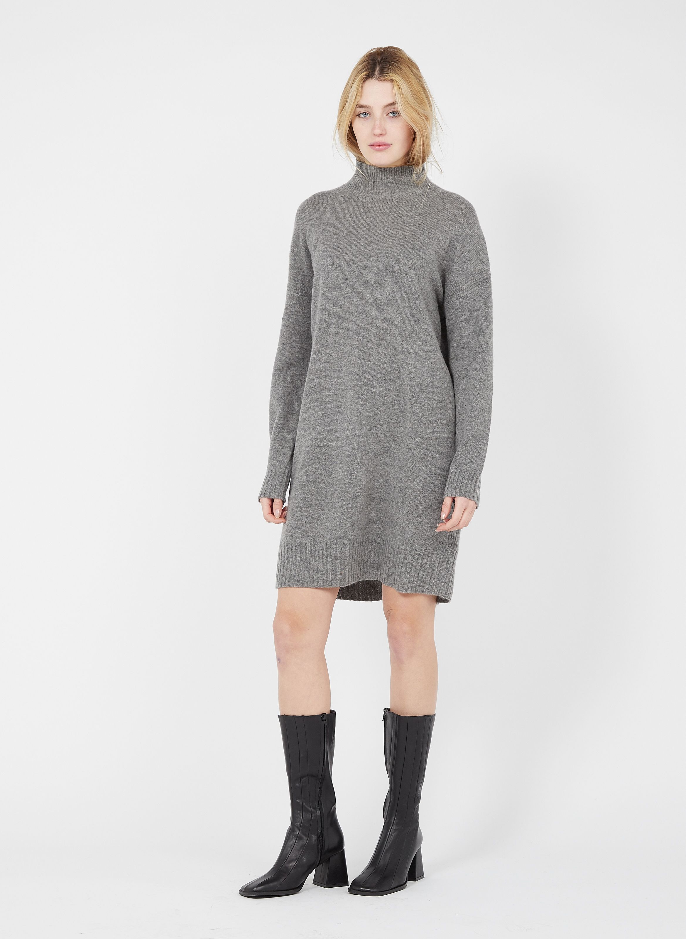 whistles funnel neck wool knit dress