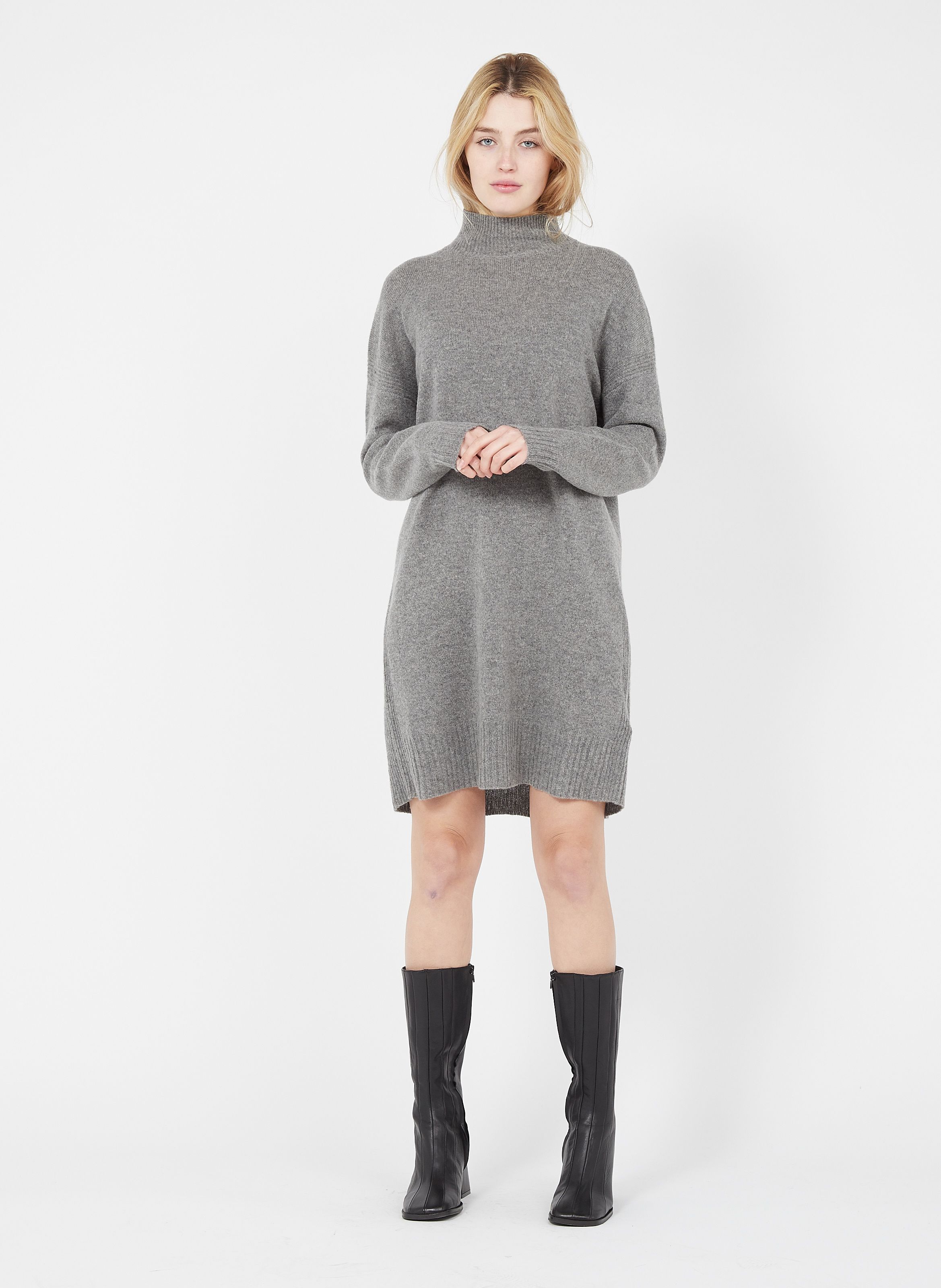 whistles funnel neck wool knit dress