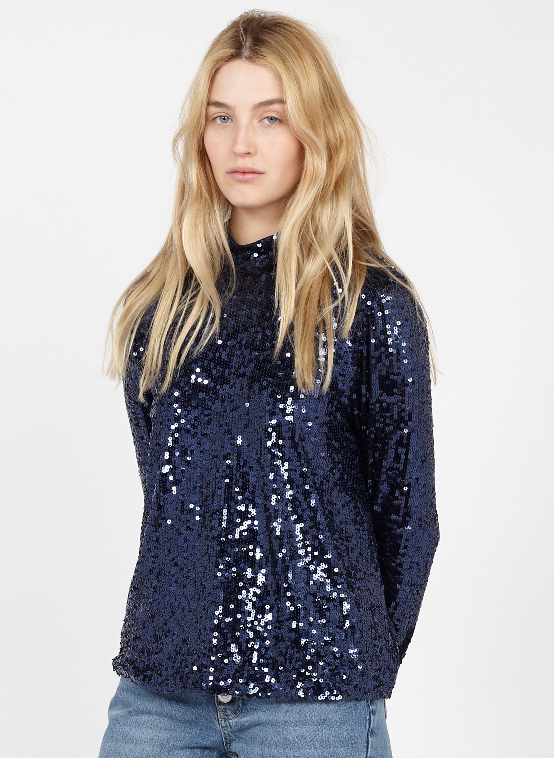 blue sequin top