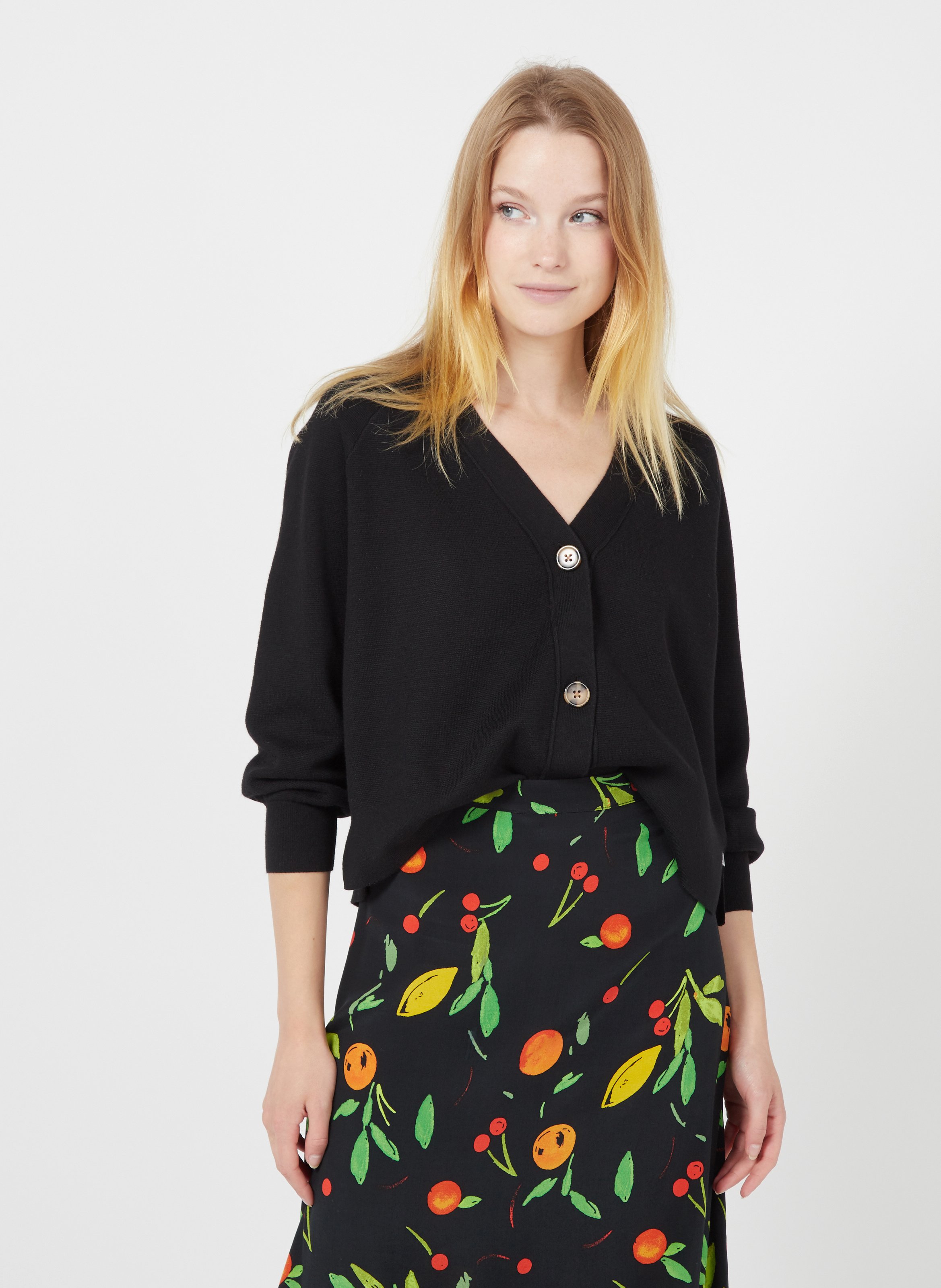 black cotton cardigan women's