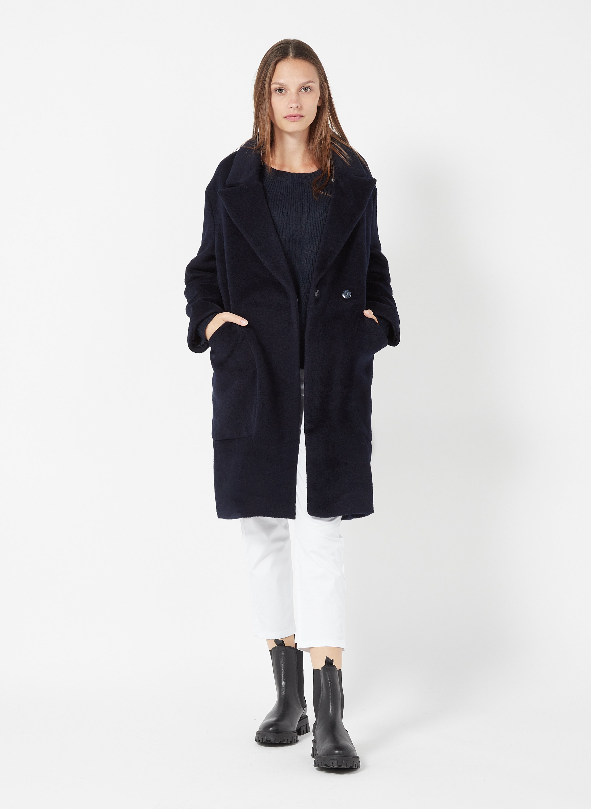 navy tailored coat