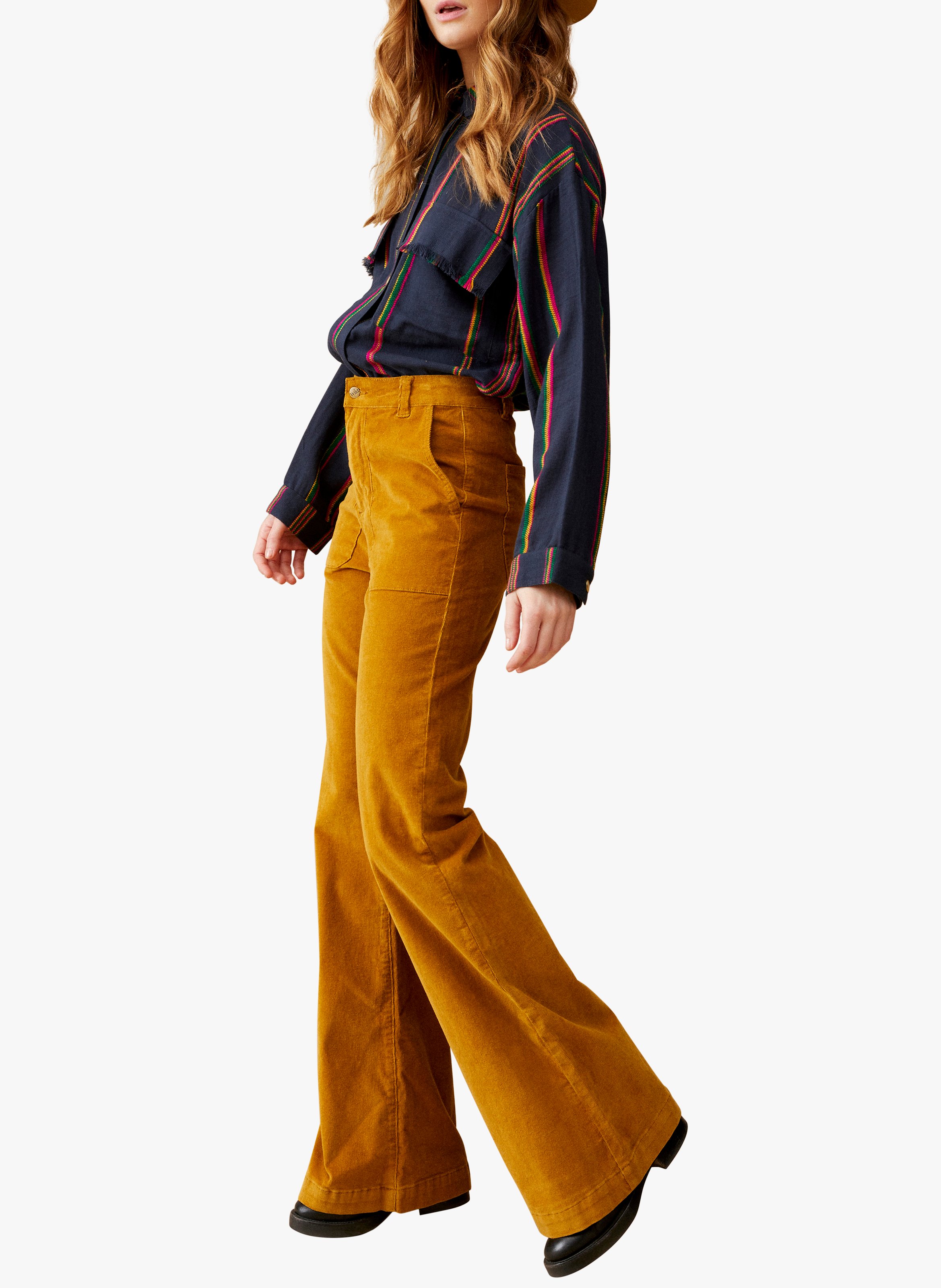 yellow bootcut pants