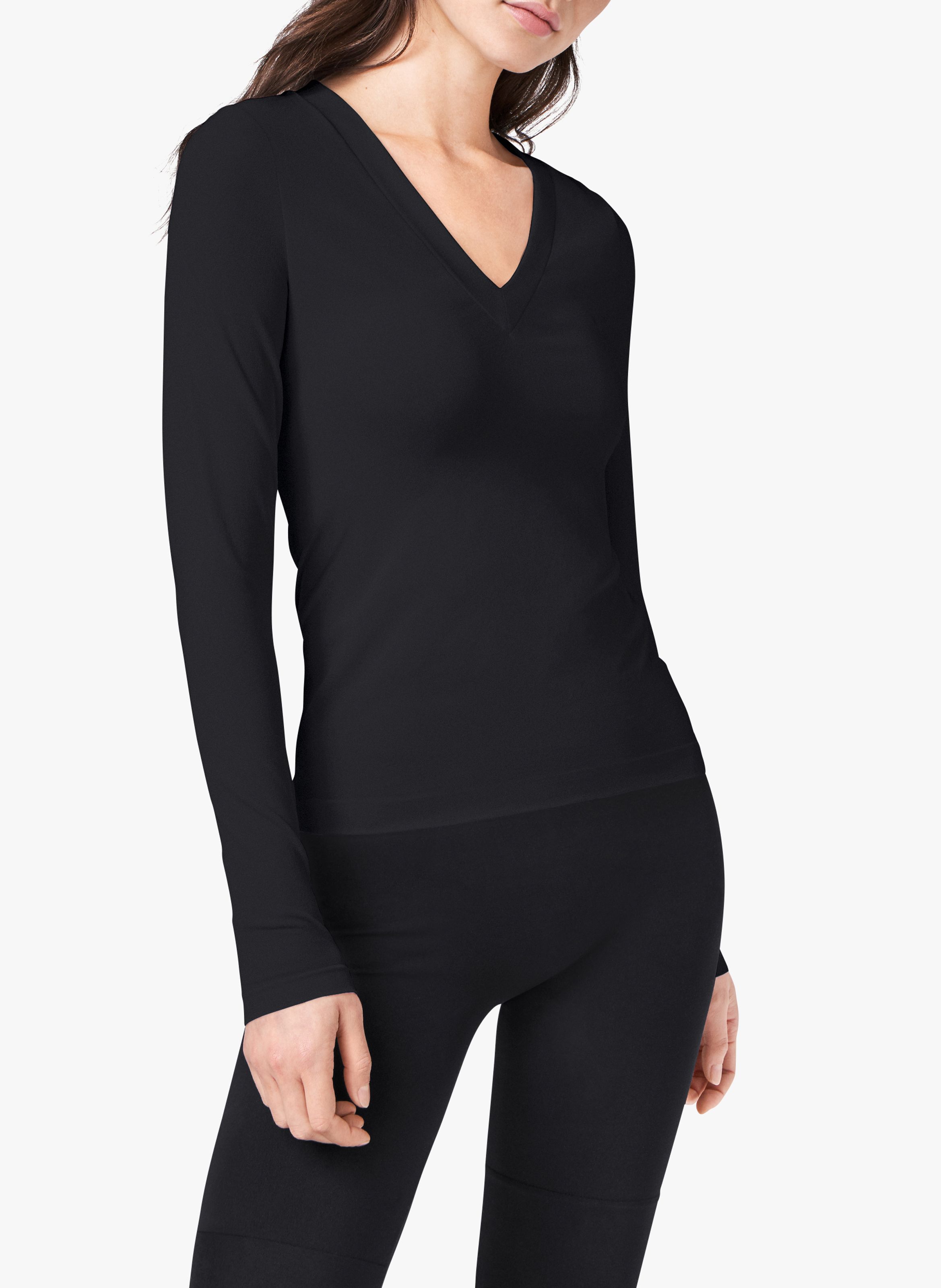 V neck Soft Knit Sweater Black Wolford Women Place des Tendances