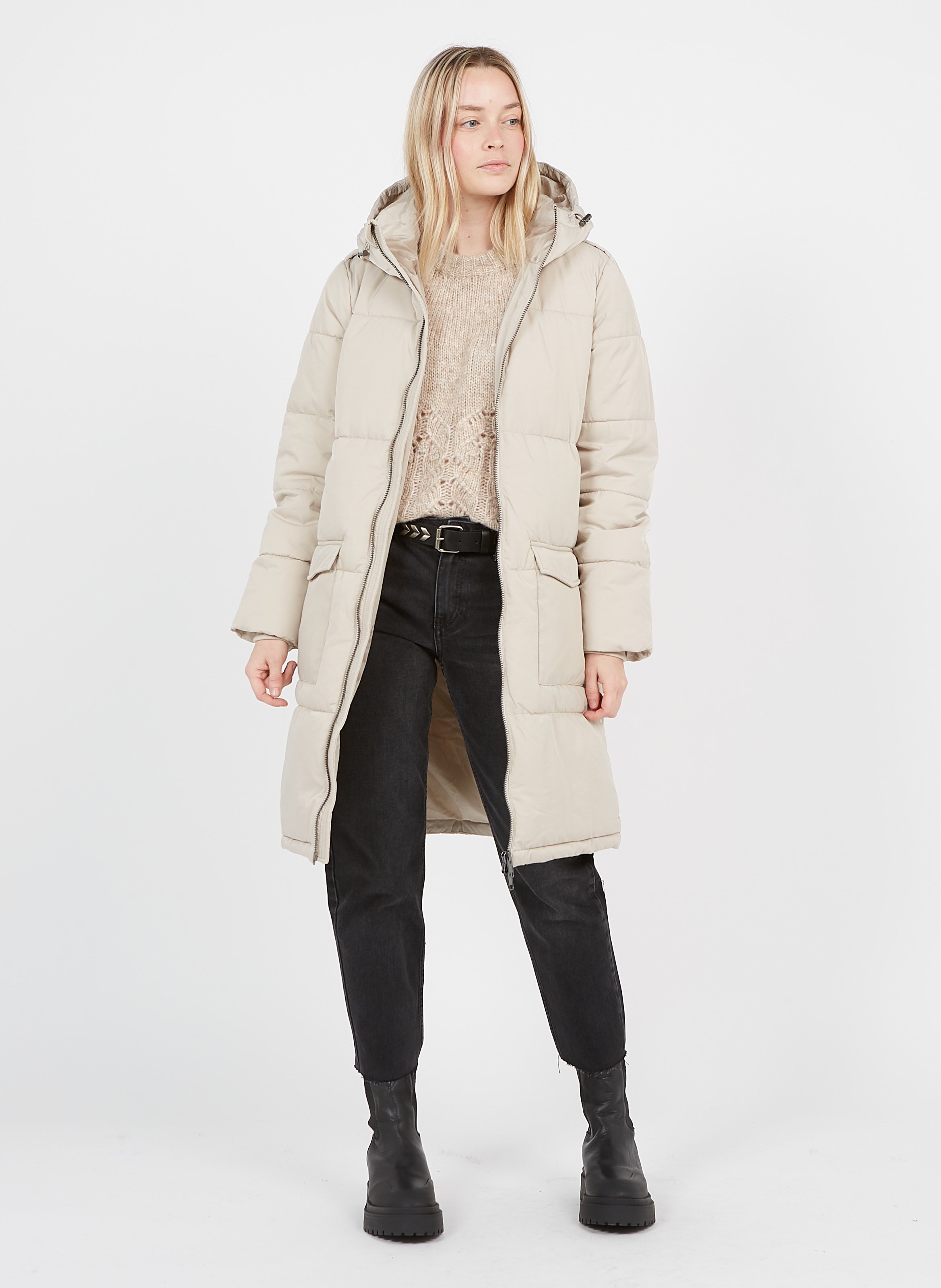 silver grey padded coat