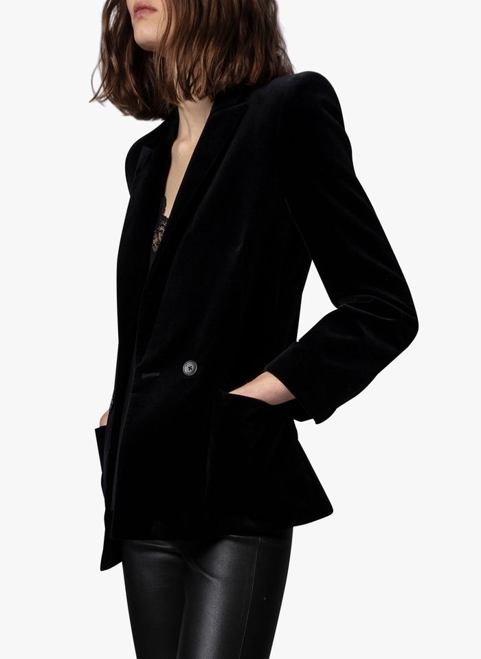 Italian Velvet Jacket With Tailored Collar Noir Zadig&voltaire - Women ...