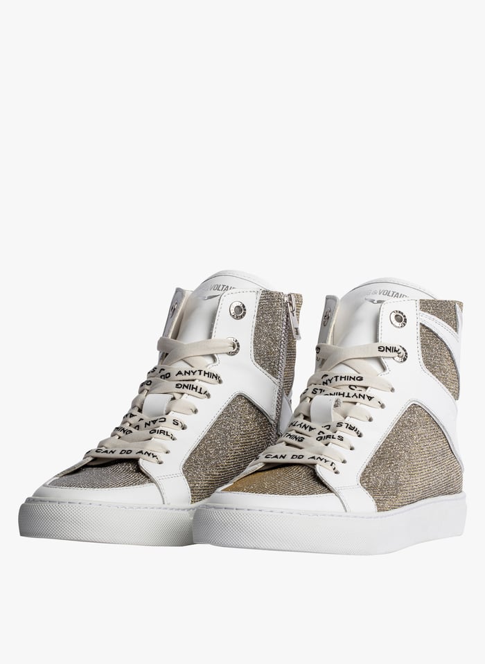 Girls silver high top sneakers sales