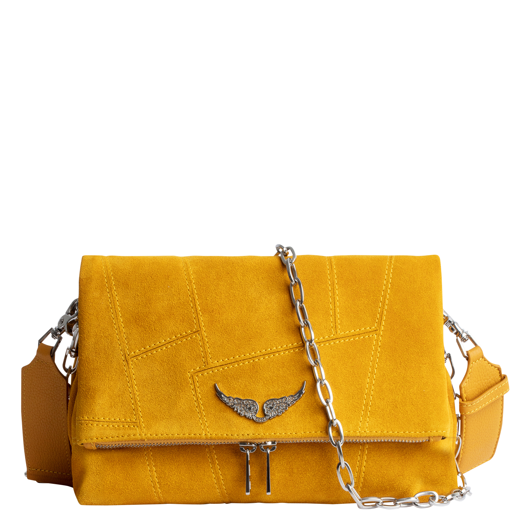 mustard yellow suede bag