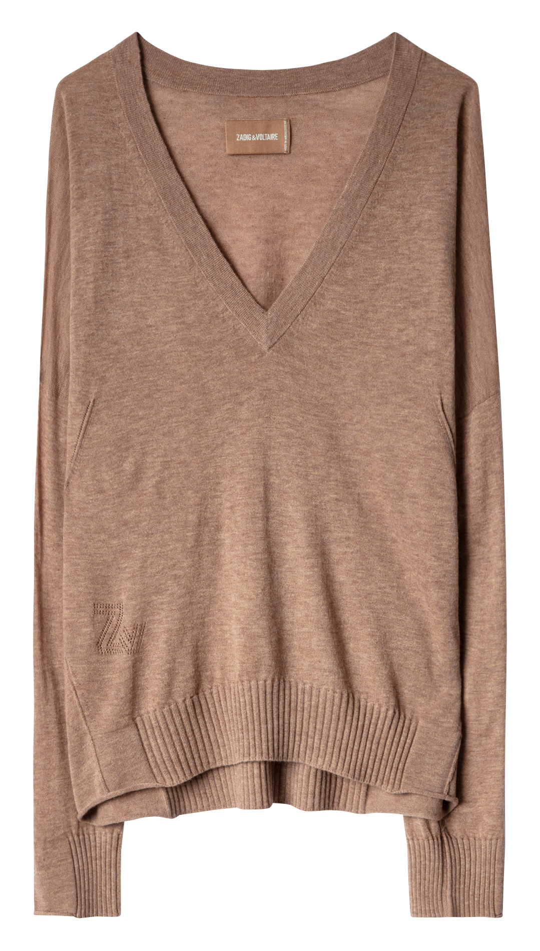 V-neck Cashmere Sweater Camel Zadig&voltaire - Designers | Place des ...