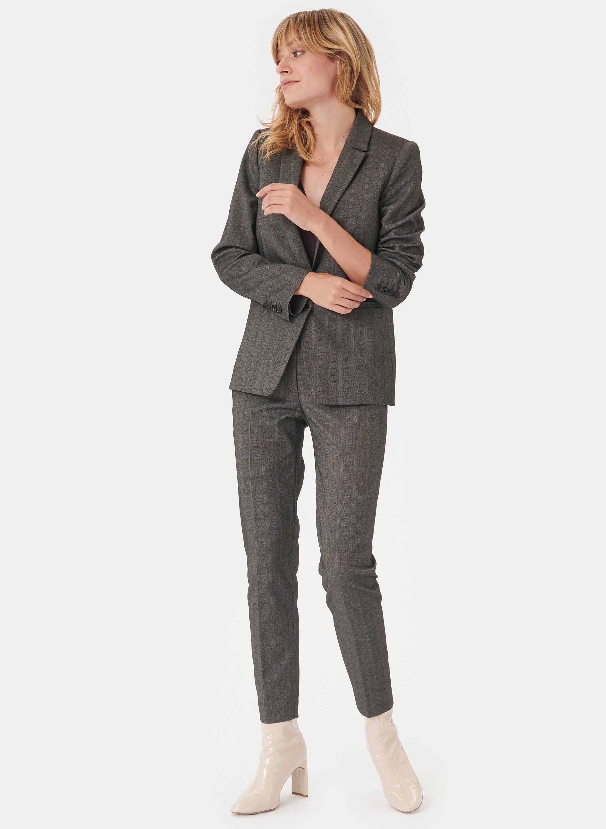 grey checked jacket womens