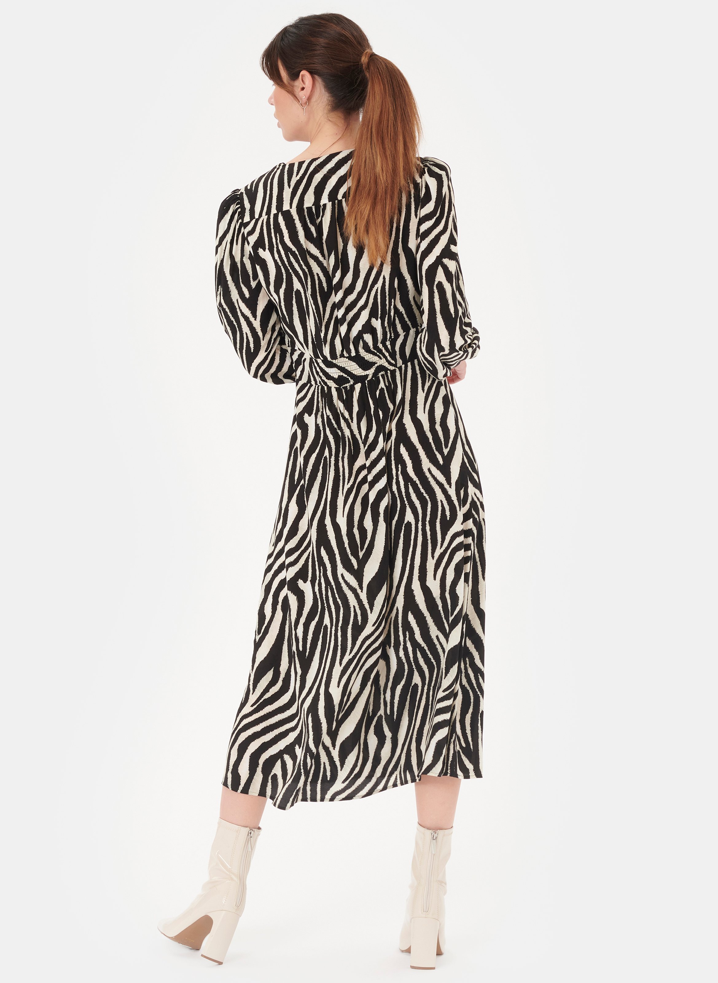 black and white zebra print dress