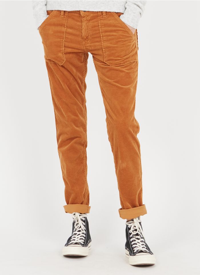 ACQUAVERDE Pantalón slim de pana de talle normal en naranja