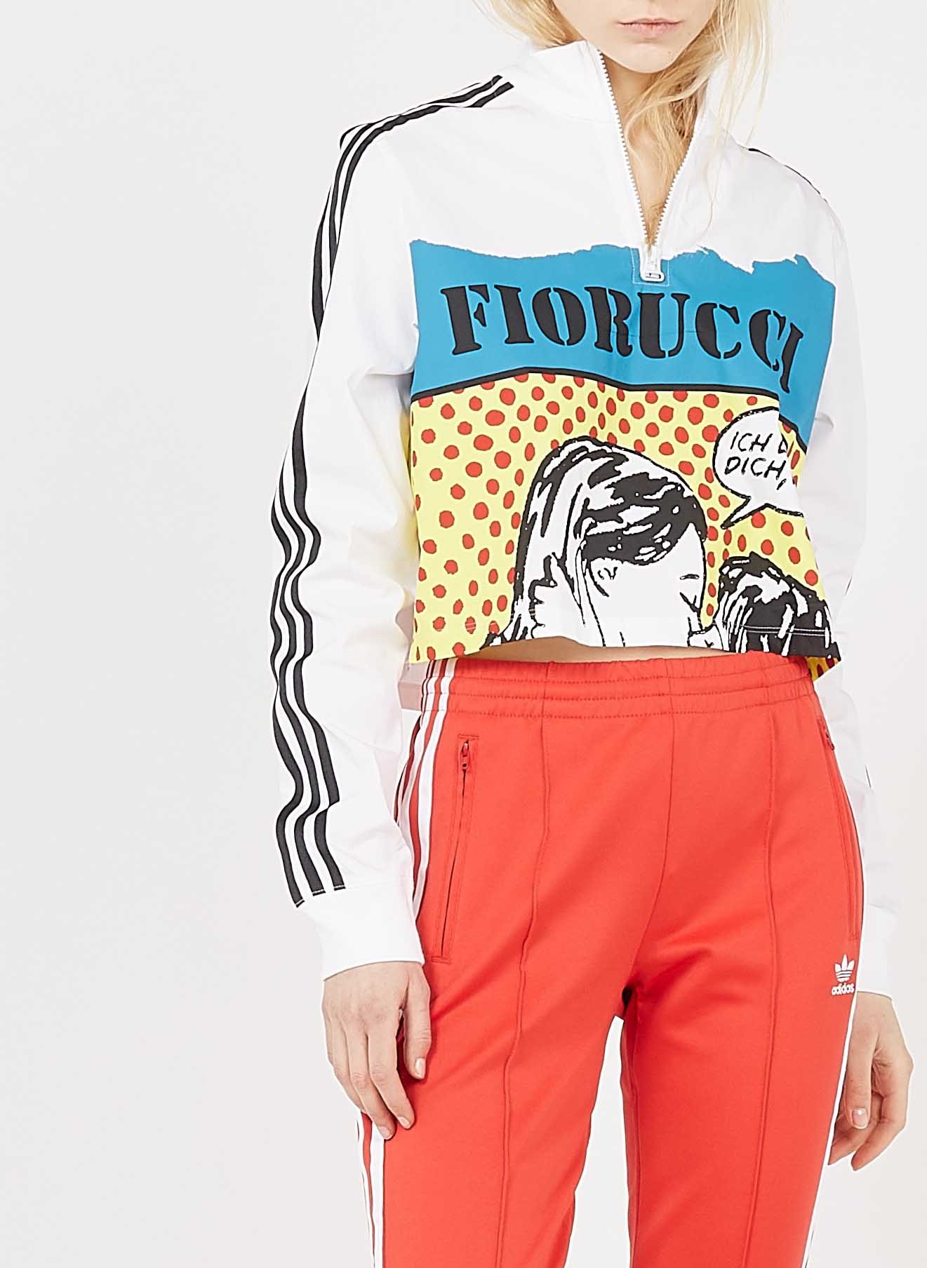 Sudadera Cropped Recta De Mezcla De Algodón Con Cuello Alto Y Serigrafía  Pop Art Blanc Adidas - Mujer | Place des Tendances