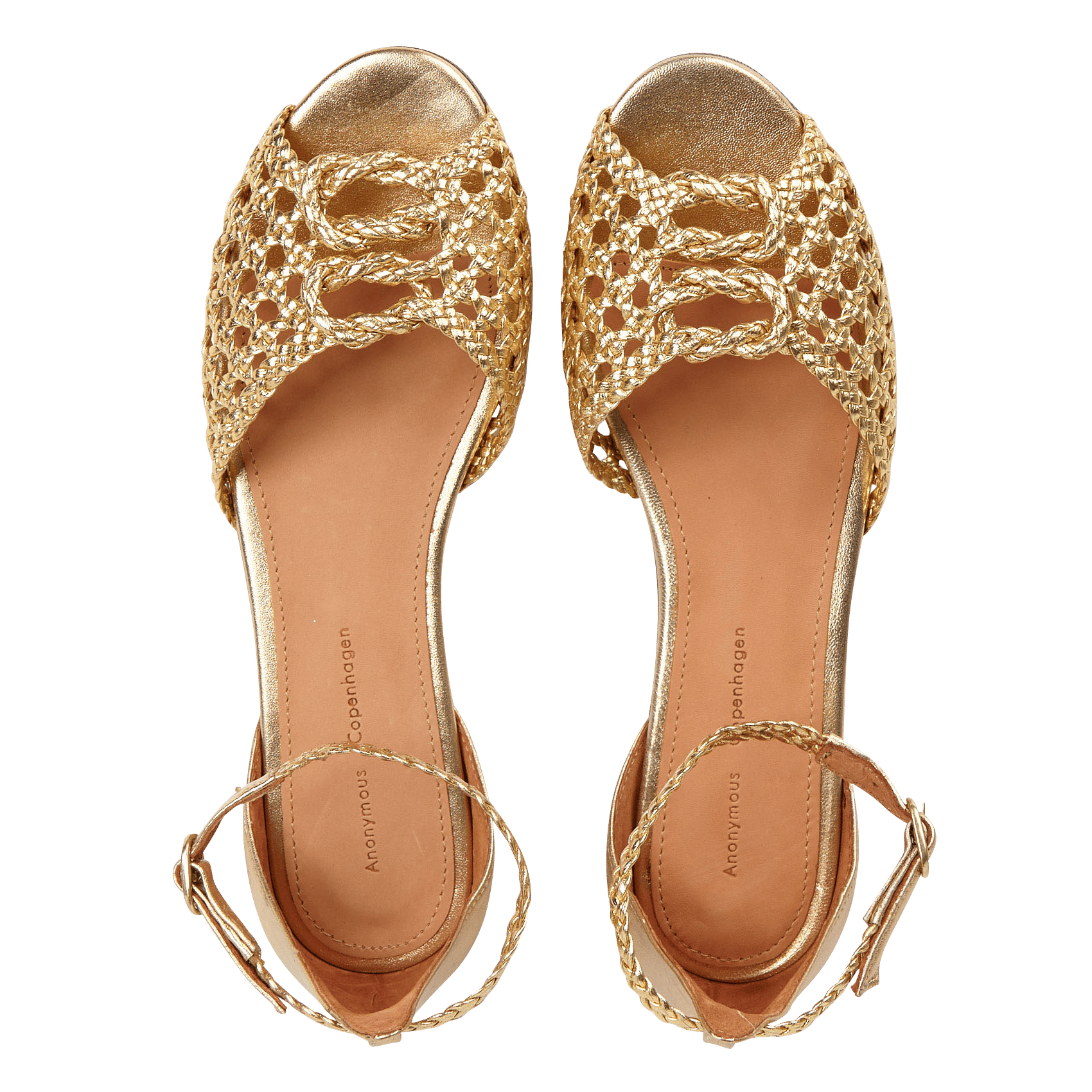 Sandalias Planas De Piel Metalizada Con Tiras Trenzadas Gold Anonymous  Copenhagen - Mujer | Place des Tendances