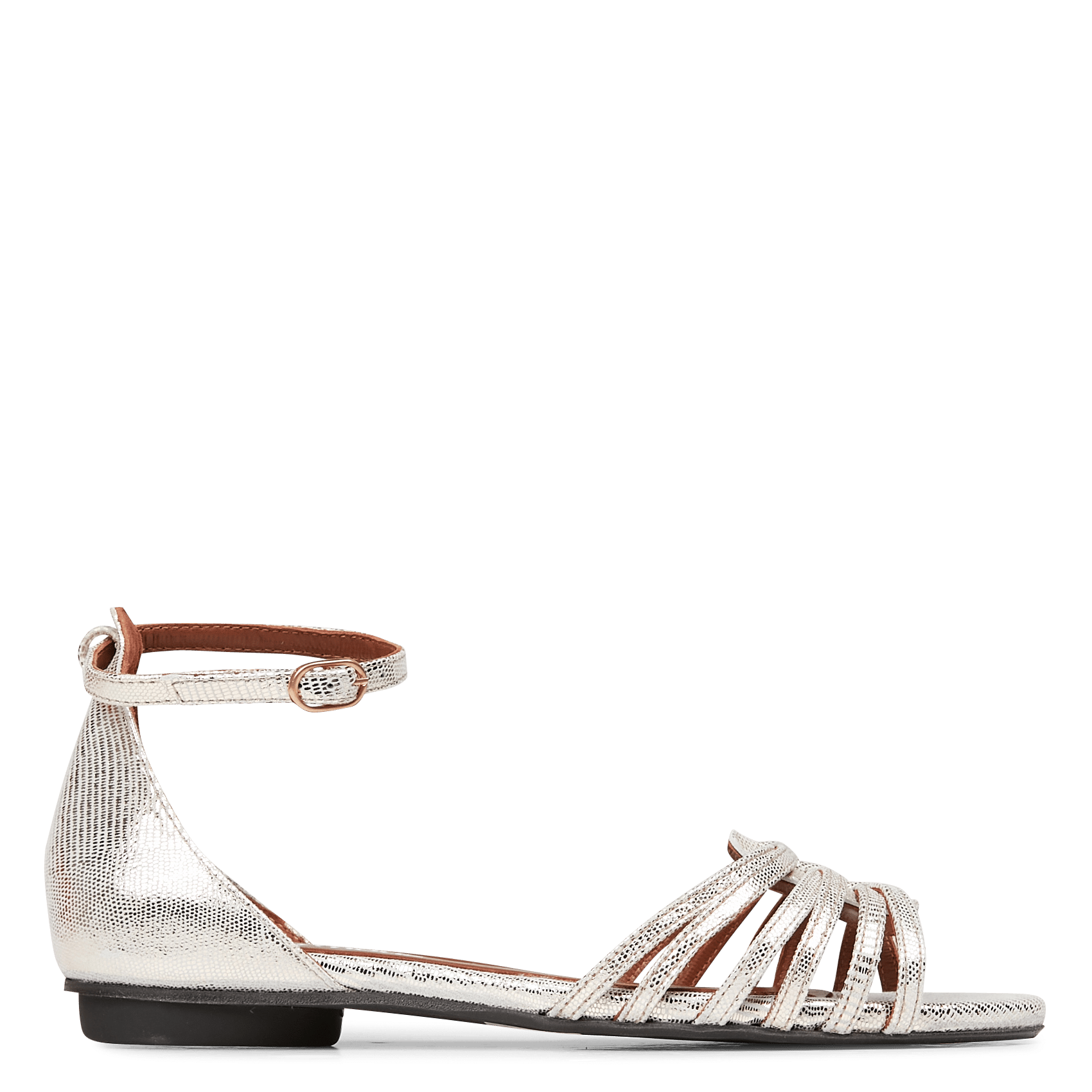 Sandalias Planas De Piel Lizard Metallic Goat Champagne Milk Anonymous  Copenhagen - Mujer | Place des Tendances
