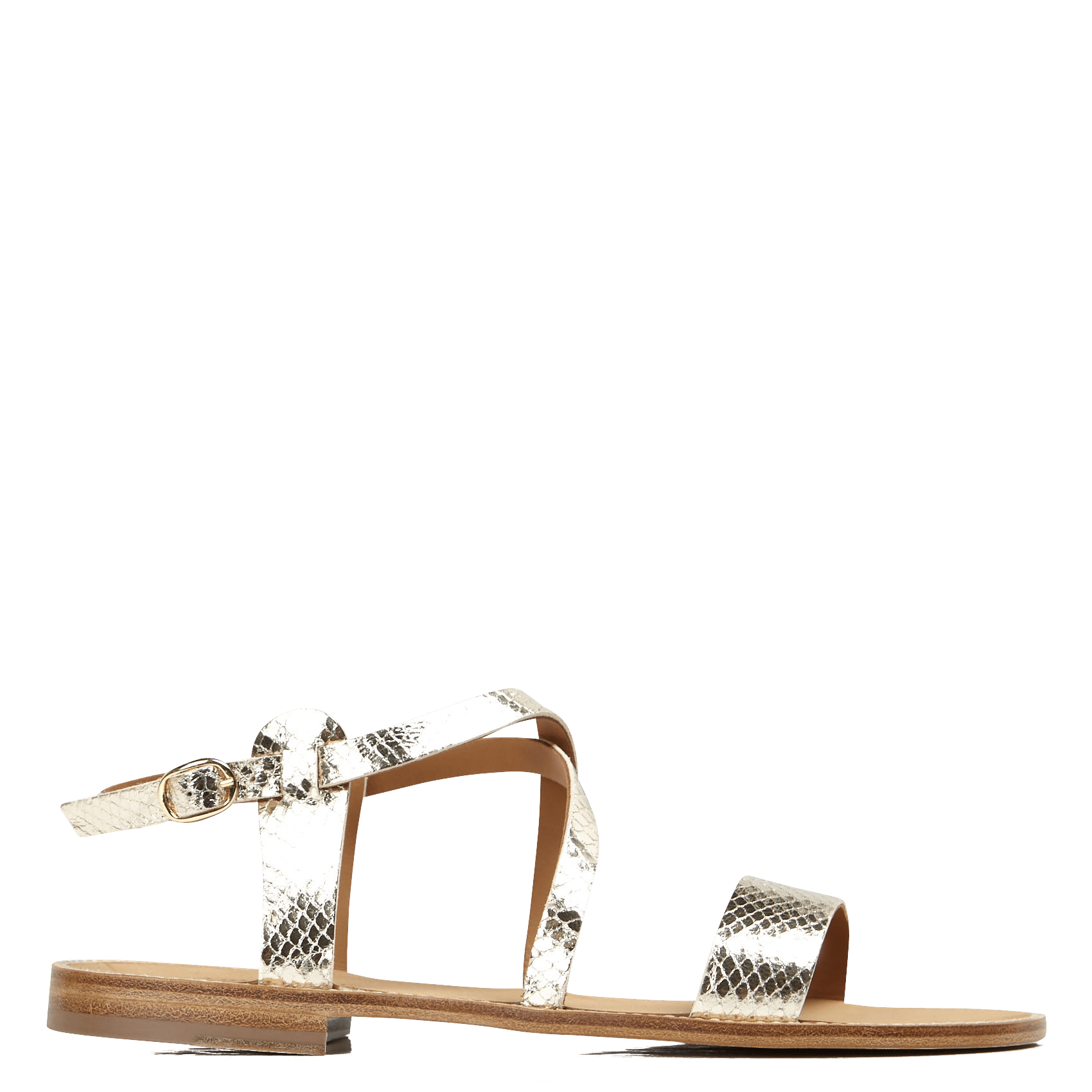 Sandalias De Piel Planas Metalizadas Champagne 18 Anthology Paris - Mujer |  Place des Tendances