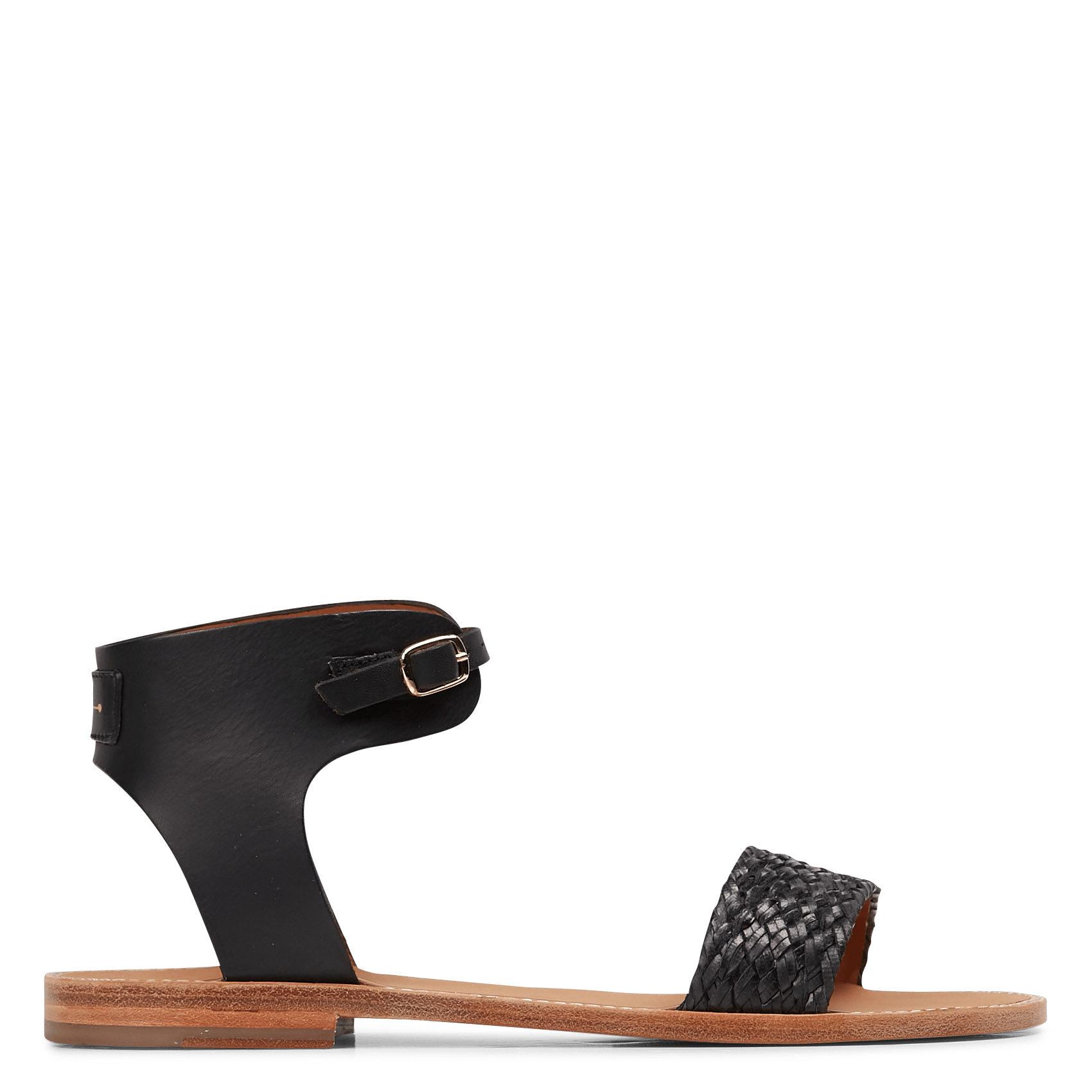 Sandalias Planas De Piel Noir Anthology Paris - Mujer | Place des Tendances