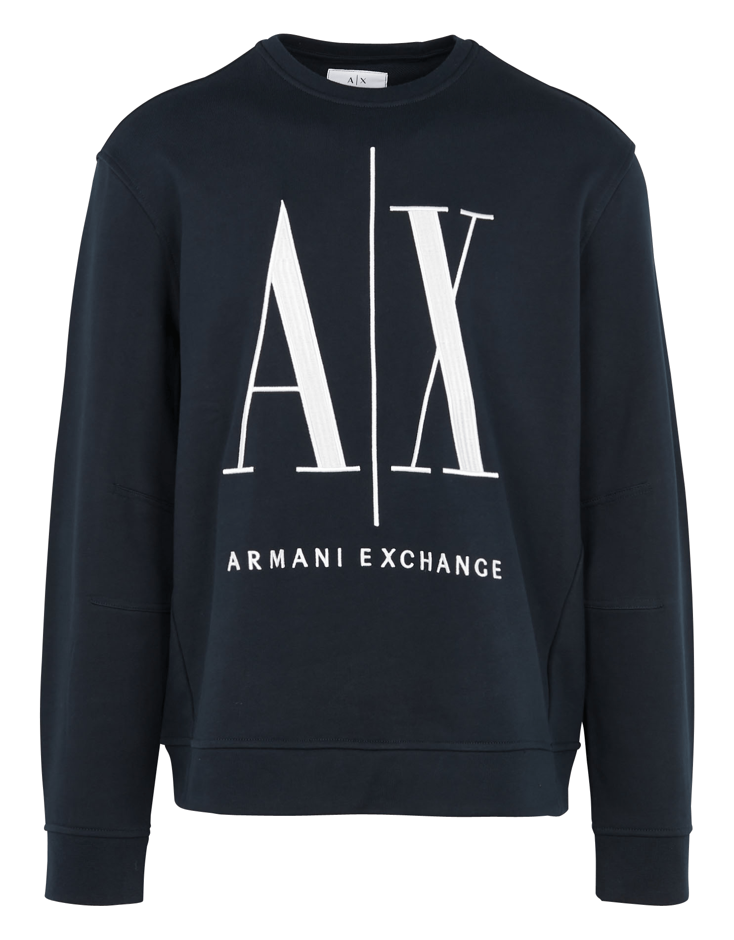 Sudadera Regular Fit De Algodón Bordada Con Cuello Redondo Navy Armani  Exchange - Hombre | Place des Tendances