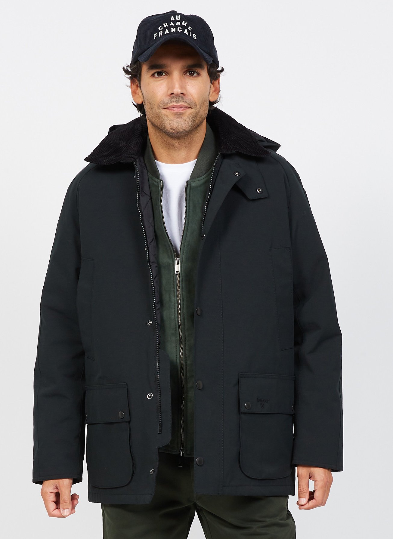 Chaqueta Impermeable Con Capucha Black Barbour Hombre Place