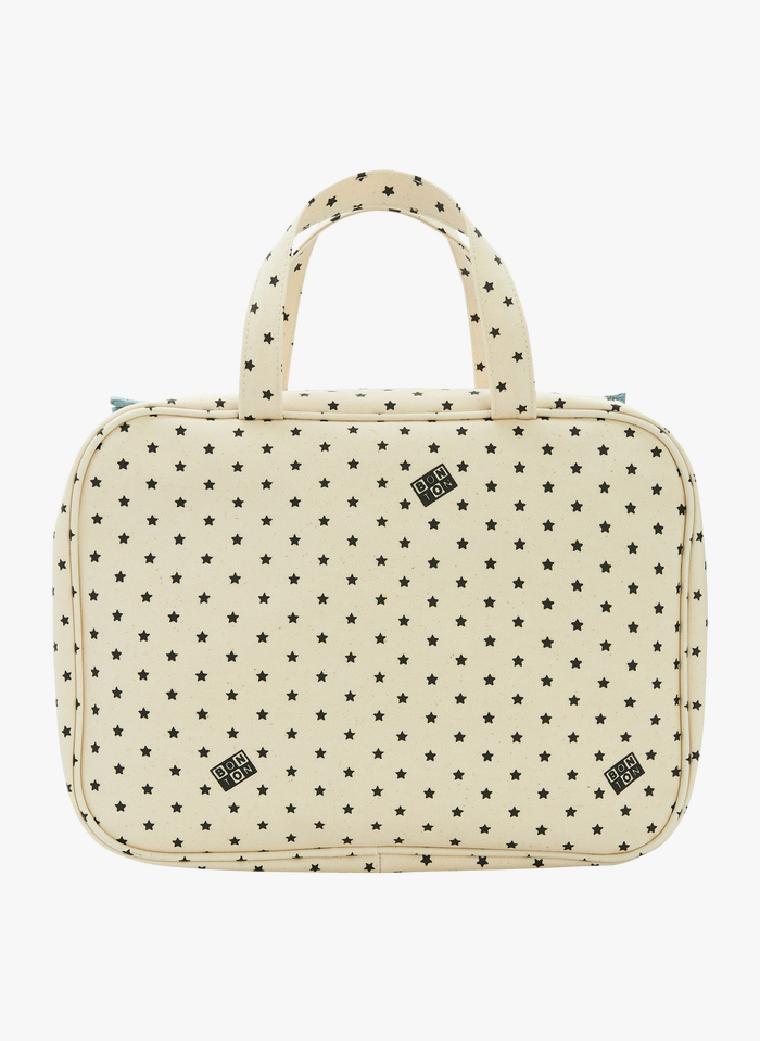 BONTON Bolso maletín de algodón estampado en beige