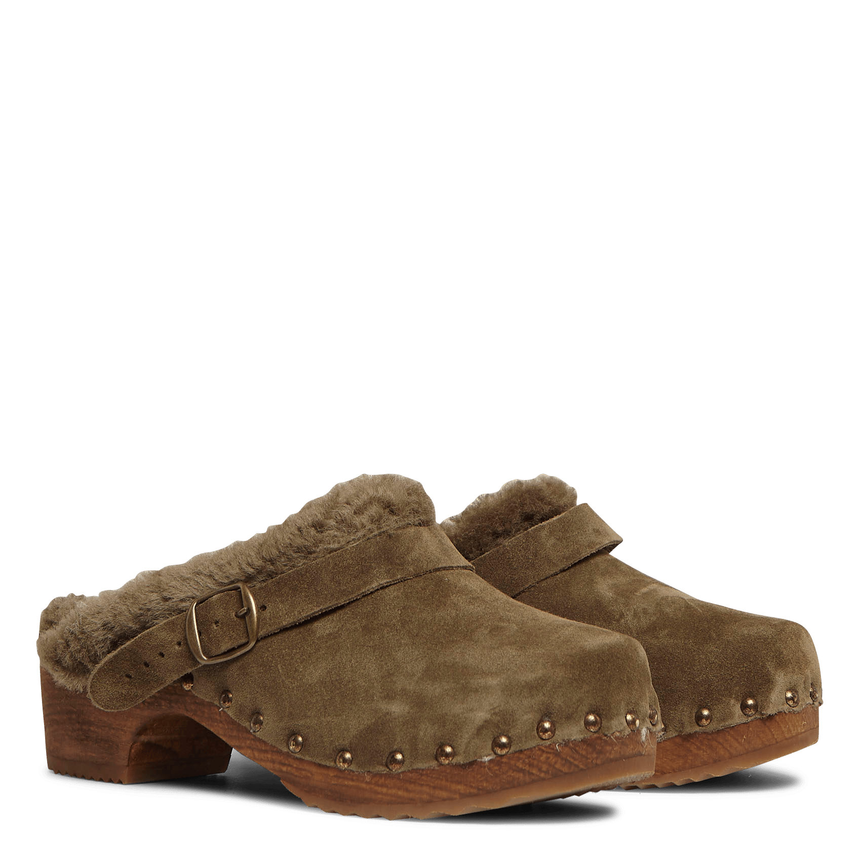 Zuecos De Tacón Con Pelo Sintético Truffe + Kaki Bosabo - Mujer | Place des  Tendances