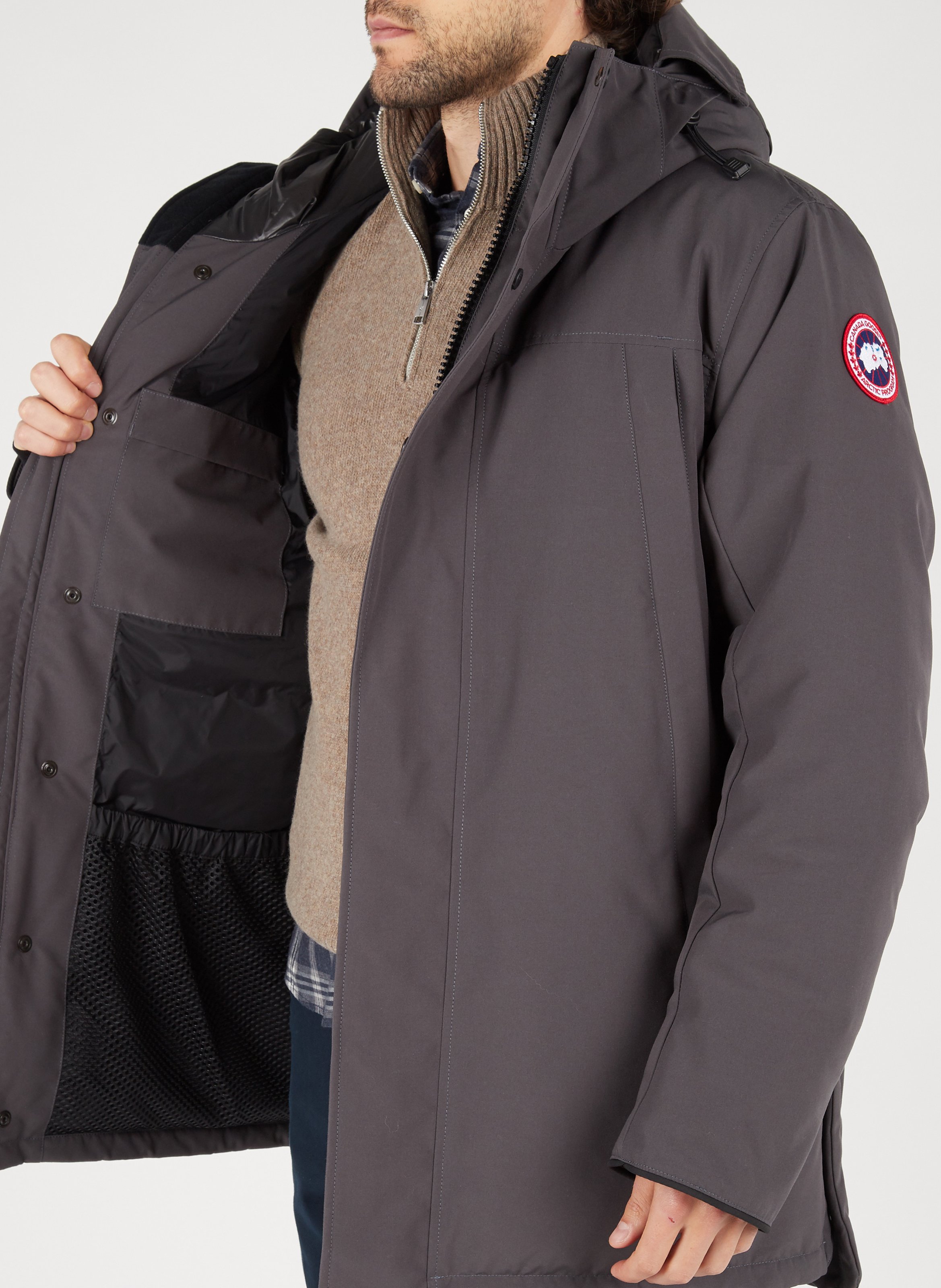Parka De Tela Con Cuello Alto Y Capucha Graphite Canada Goose - Hombre |  Place des Tendances