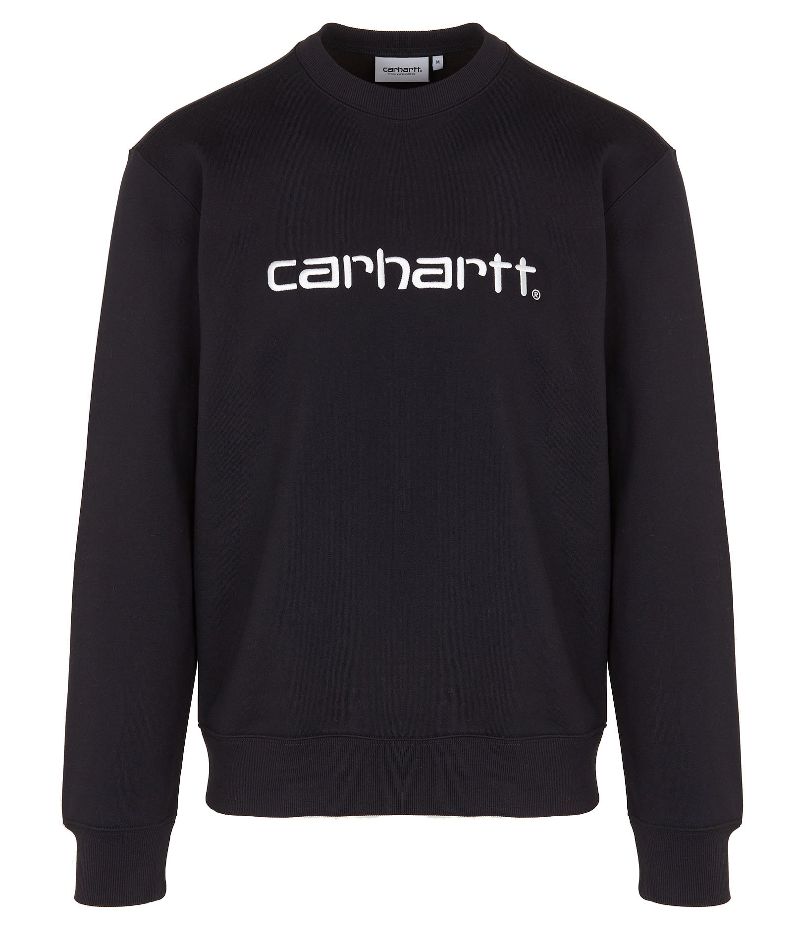 Sudadera De Algodón Regular Fit Con Cuello Redondo Y Logo Bordado Black /  White Carhartt Wip - Hombre | Place des Tendances