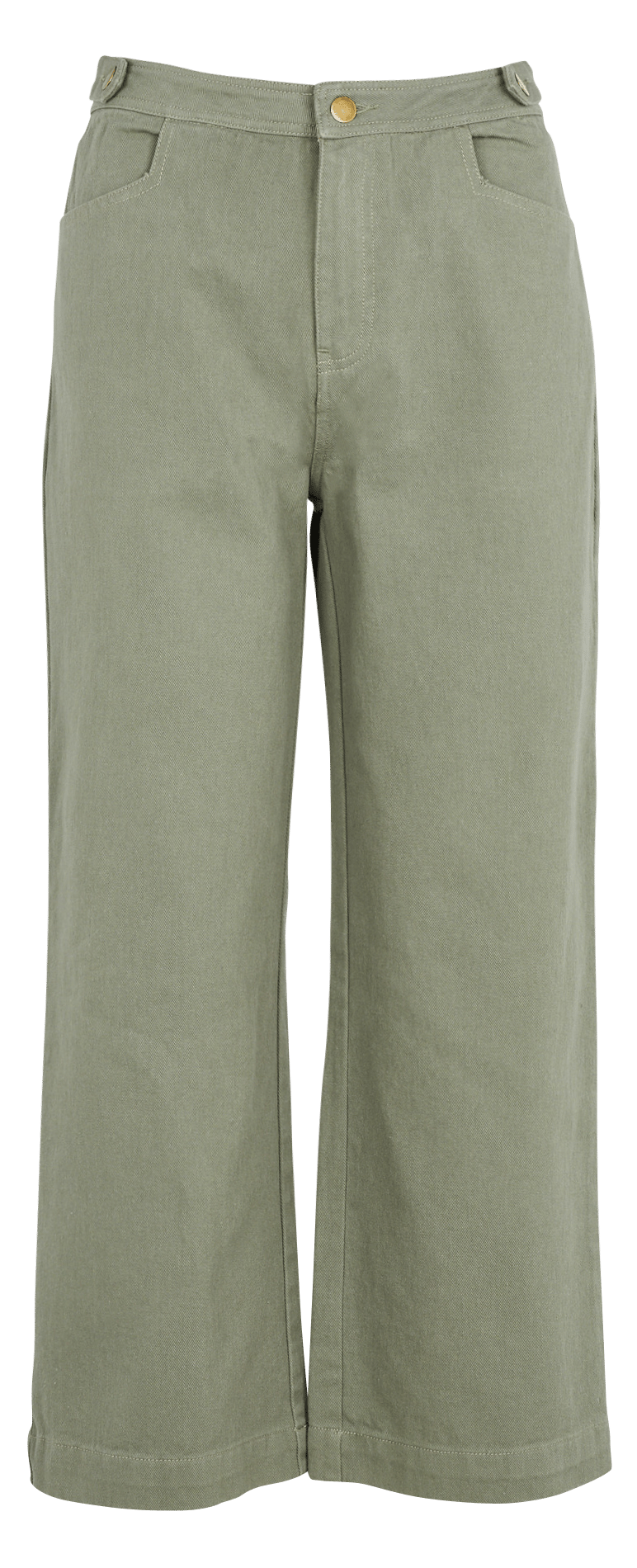 Pantalón Ancho De Tela De Algodón Con Talle Alto Kaki Ckair Day Off - Mujer  | Place des Tendances