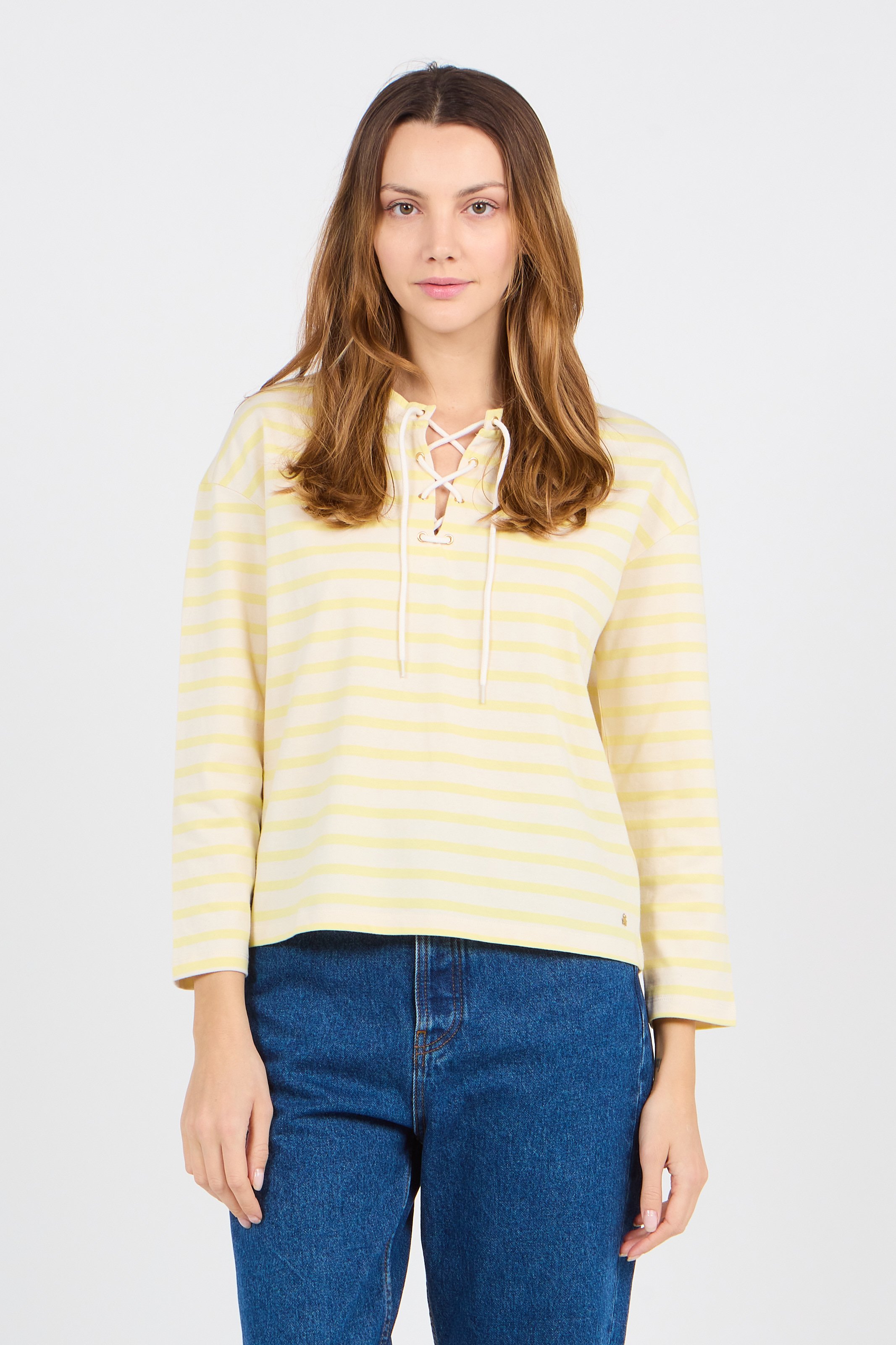 Sudadera De Algodón Marinera Con Cuello Redondo Jer Ecru/citronnade Des  Petits Hauts - Mujer | Place des Tendances