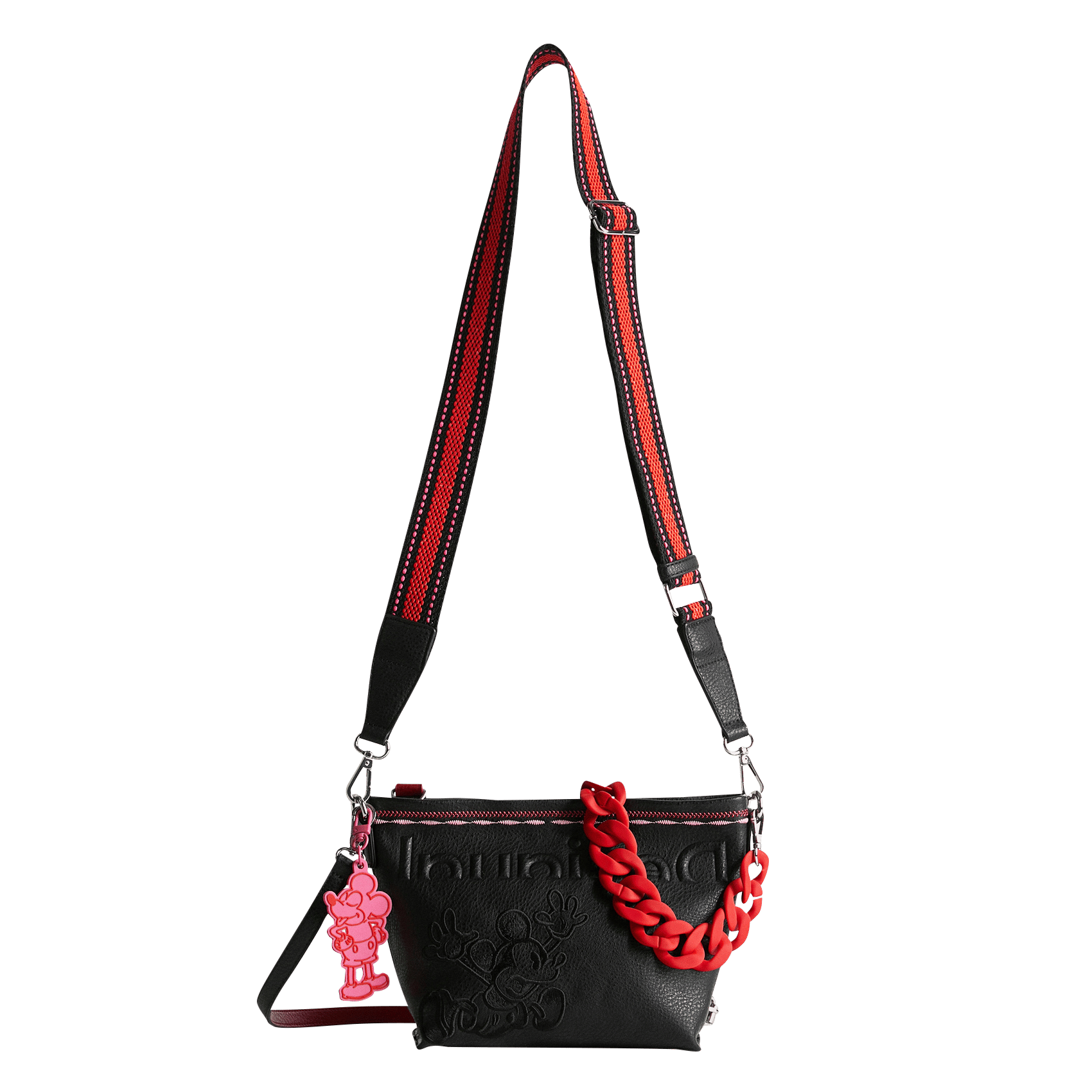 BOLSO DESIGUAL BANDOLERA TEXTURAS NEGRO