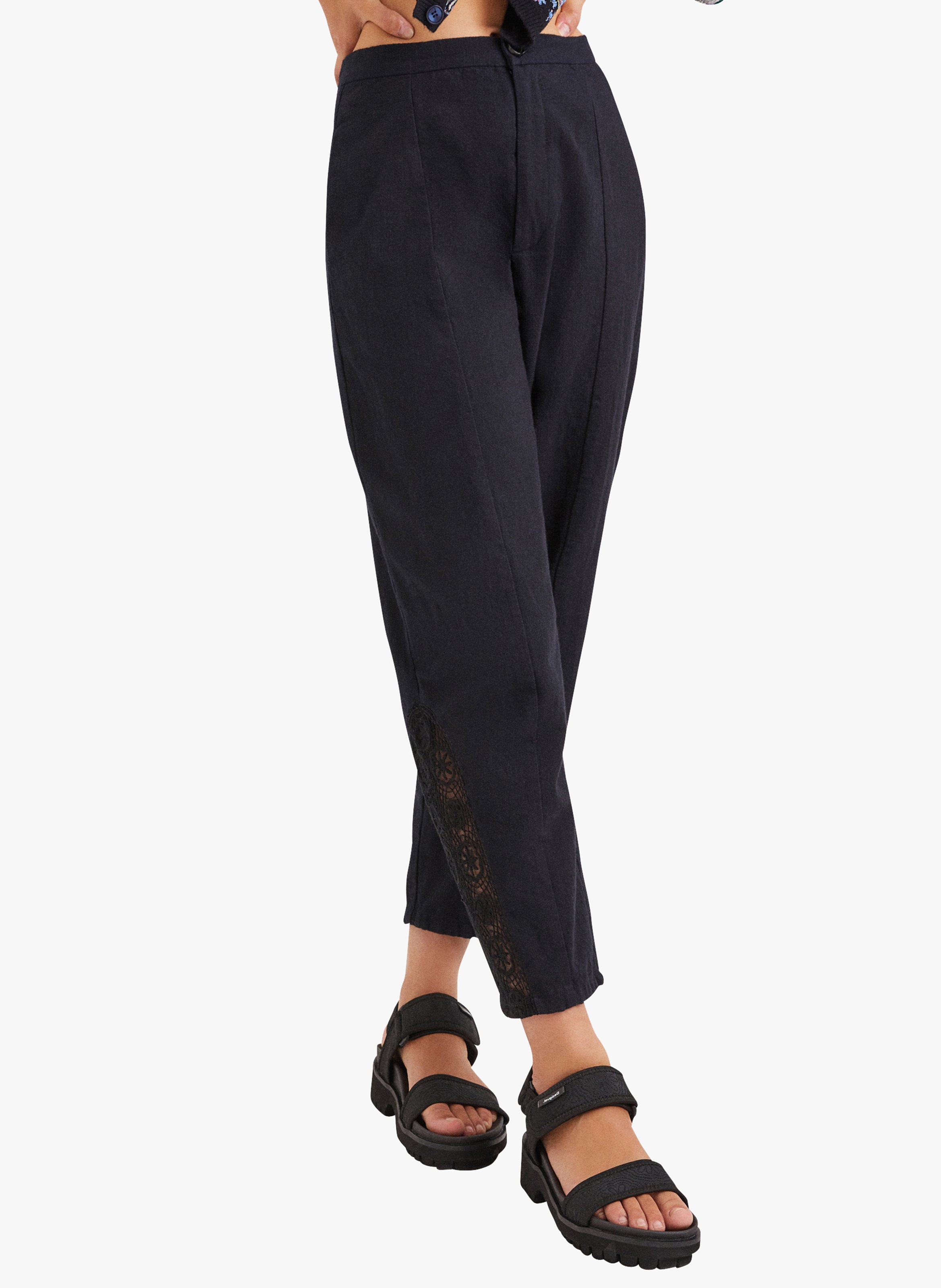 Pantalón Baggy De Algodón Noir Desigual - Mujer | Place des Tendances
