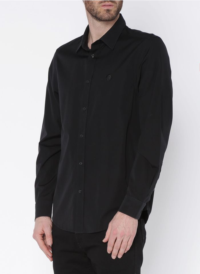 DIESEL Camisa de algodón slim fit con cuello clásico en negro