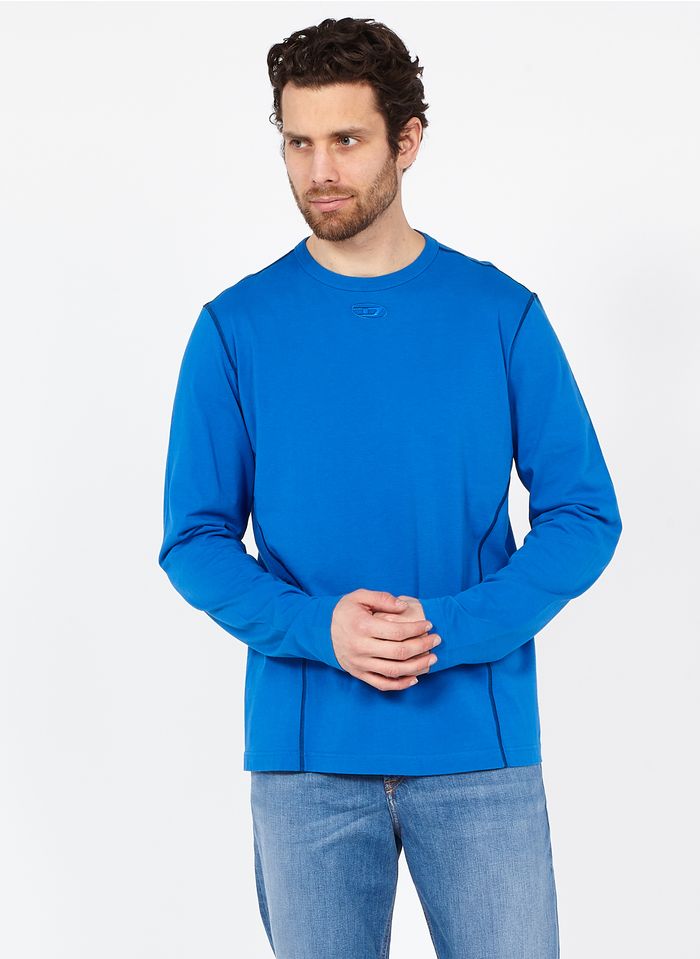 DIESEL Camiseta regular fit de algodón con cuello redondo en azul